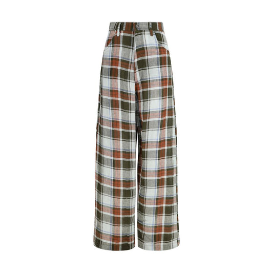 MARBELL Red Linen Casual Pants