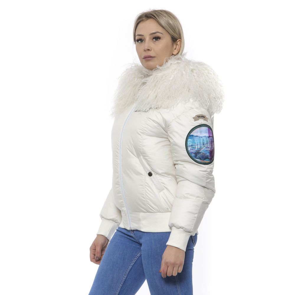 Mr&Mrs Italy White Polyester Women Bomber Jacket