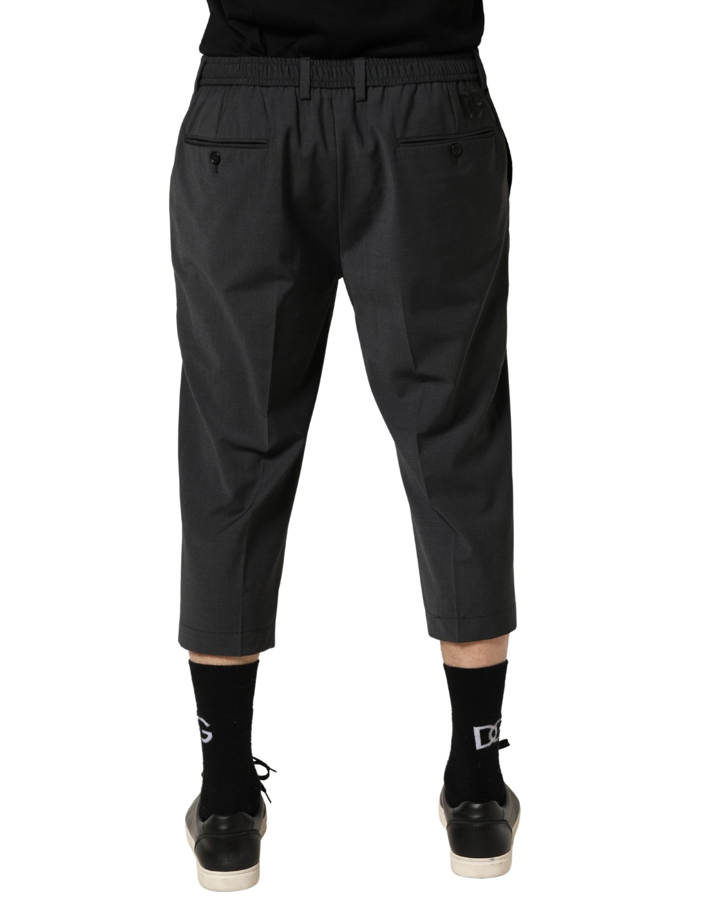 Dolce & Gabbana Dark Gray Wool Cropped Chino Trouser Pants
