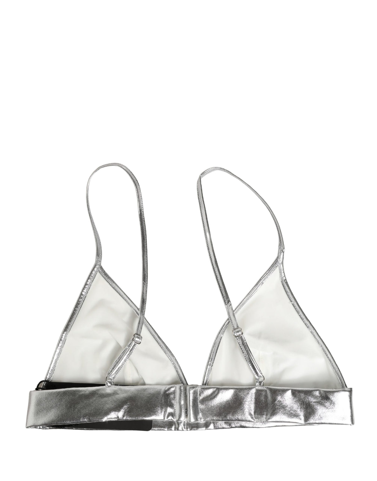 Dolce & Gabbana Metallic Silver Sleeveless Bustier Cropped Top