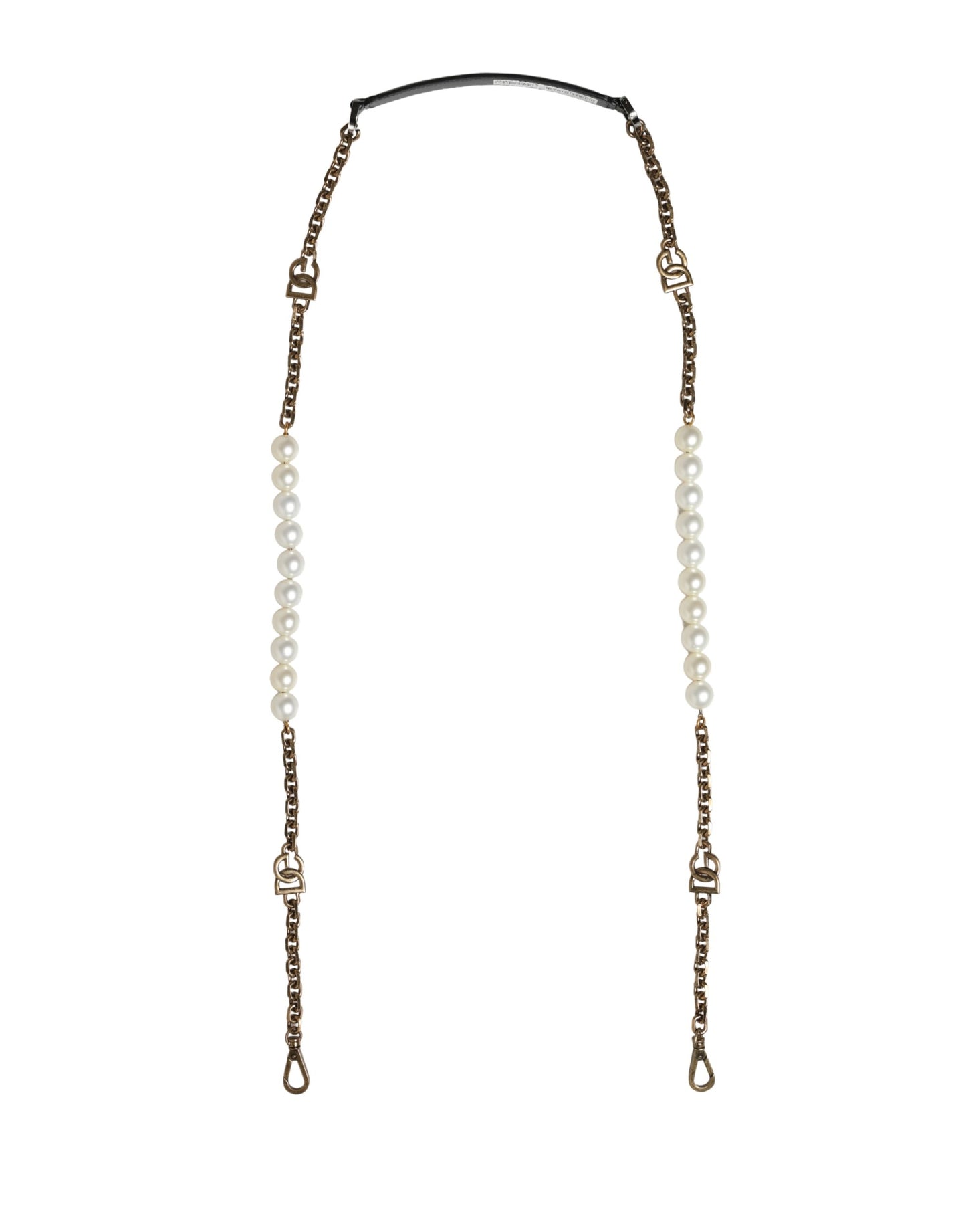 Dolce & Gabbana Black Leather Gold Chain Bag Accessory Shoulder Strap
