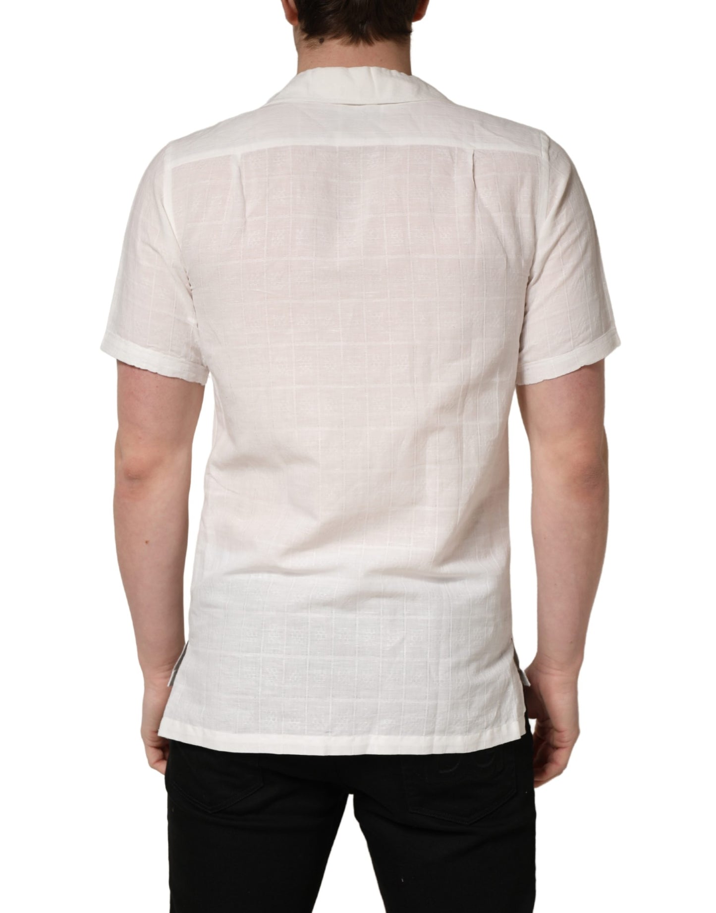 Dolce & Gabbana White Linen Short Sleeves Button Down Shirt