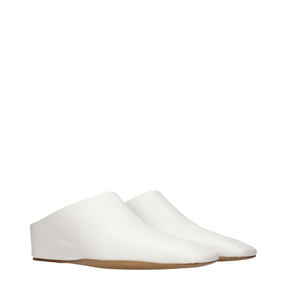 Jil Sander White Leather Slippers