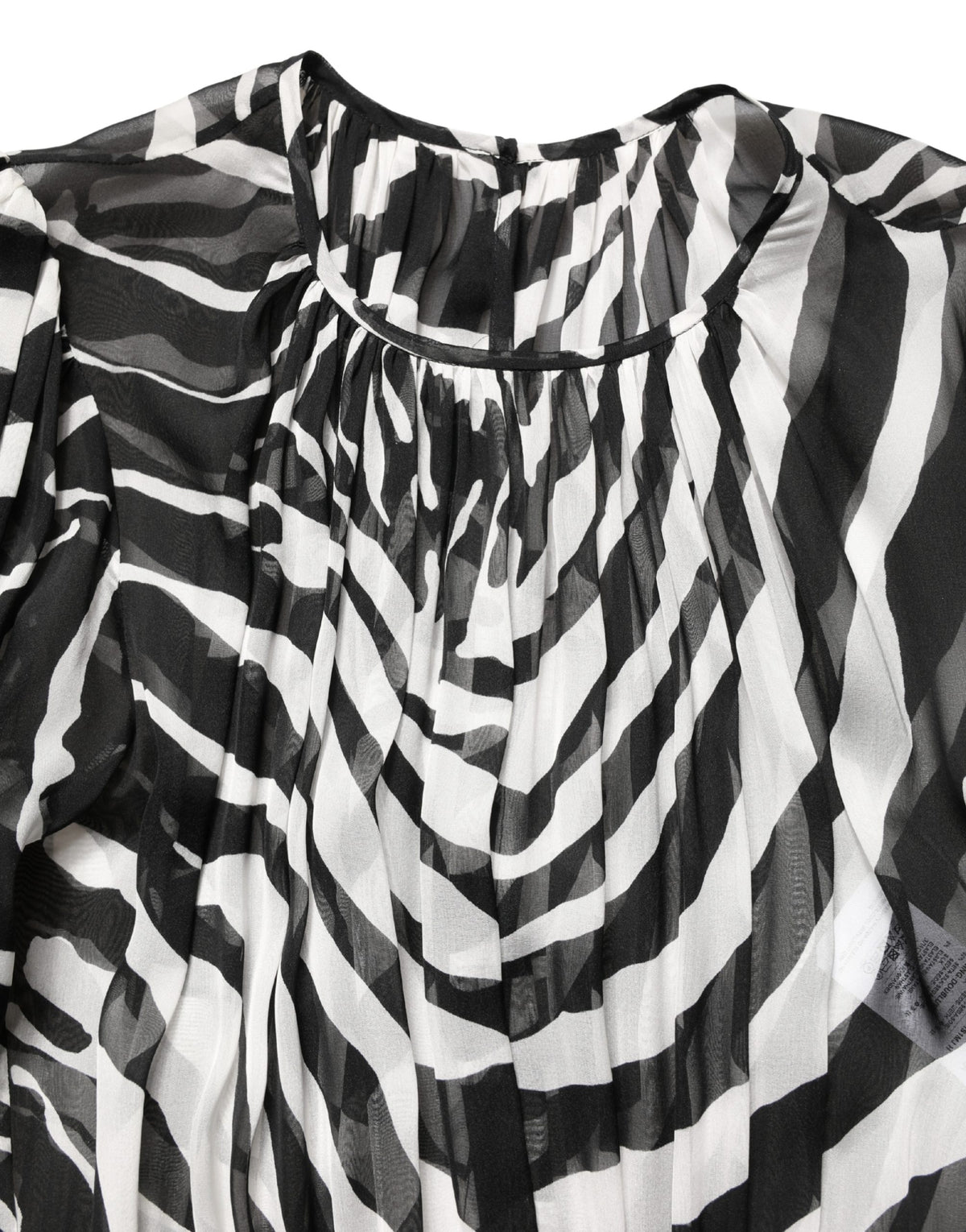 MSGM Black White Zebra Puff Sleeves Mini Dress
