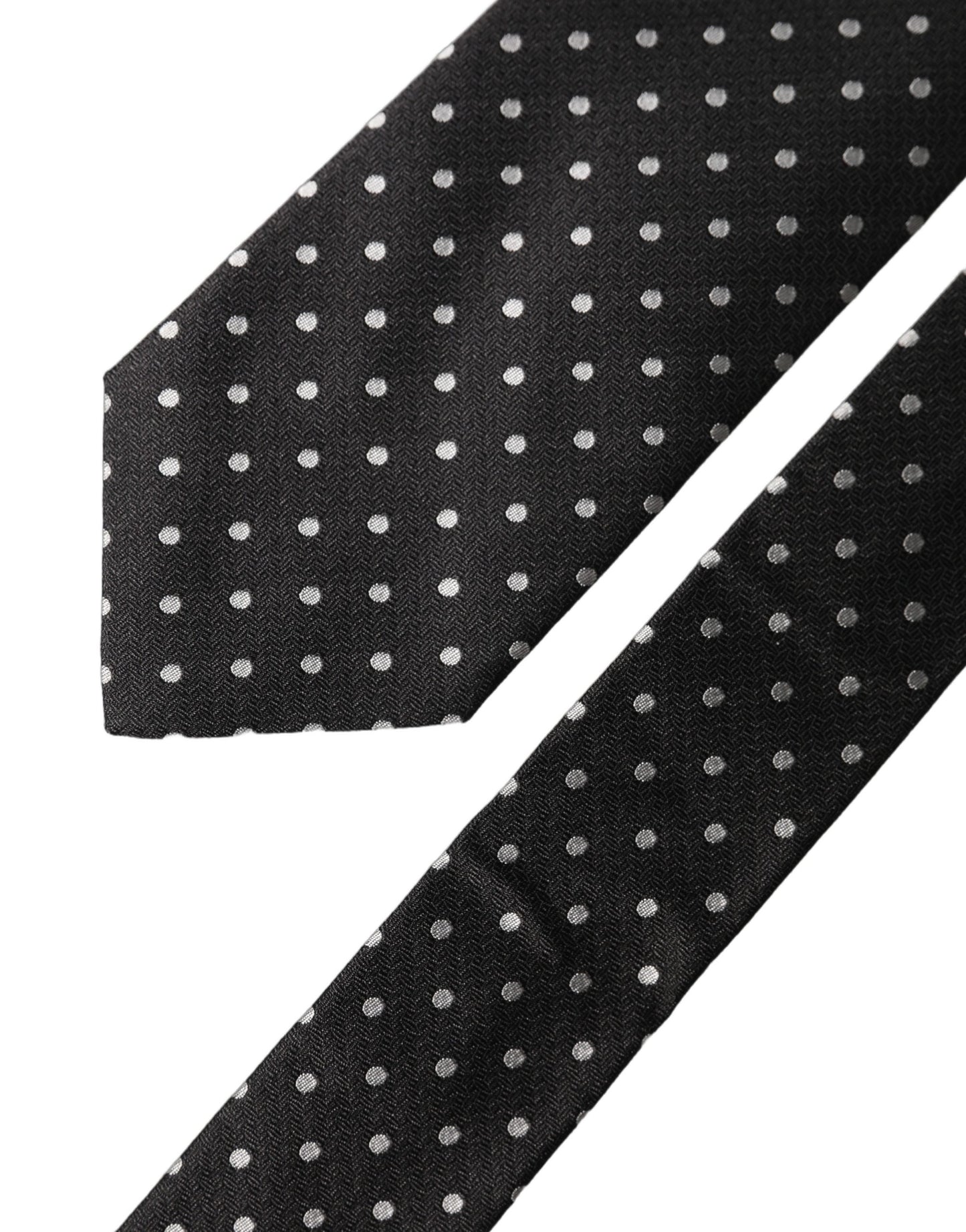 Dolce & Gabbana Black White Polka Dots Silk Adjustable Men Necktie Tie