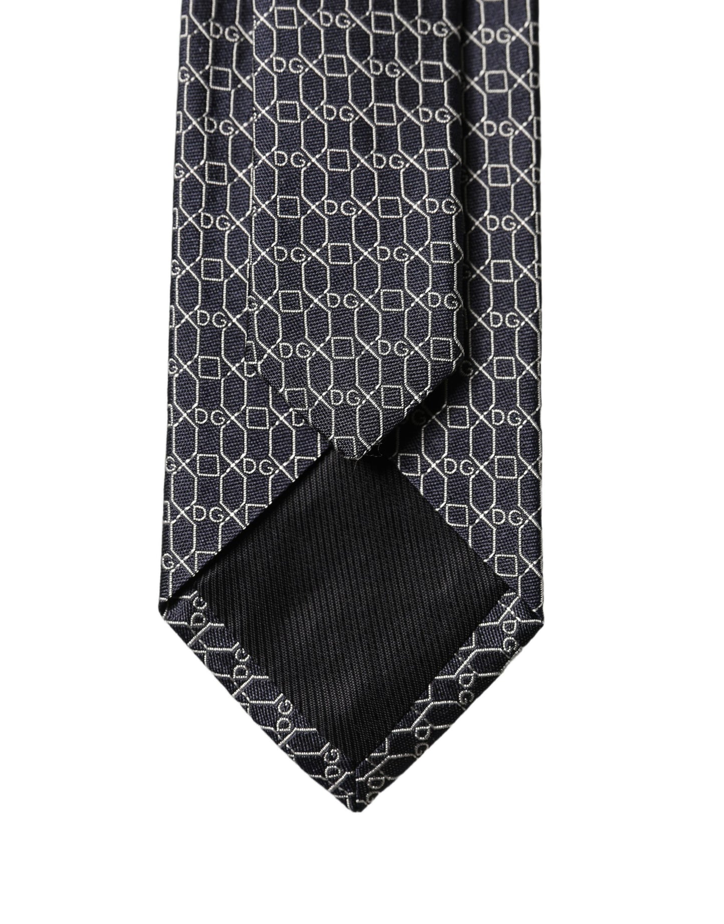 Dolce & Gabbana Black Geometric DG Silk Adjustable Men Tied Necktie Tie