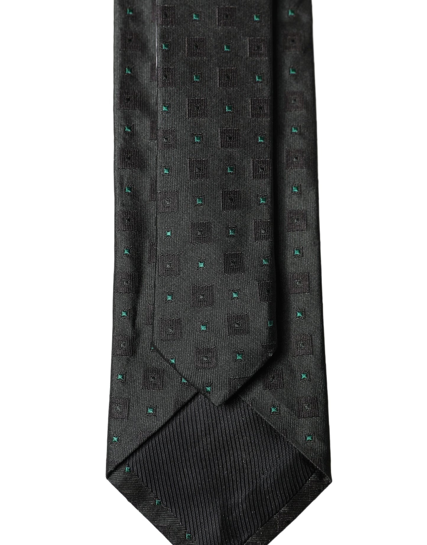 Dolce & Gabbana Black Geometric Silk Adjustable Men Tied Necktie Tie