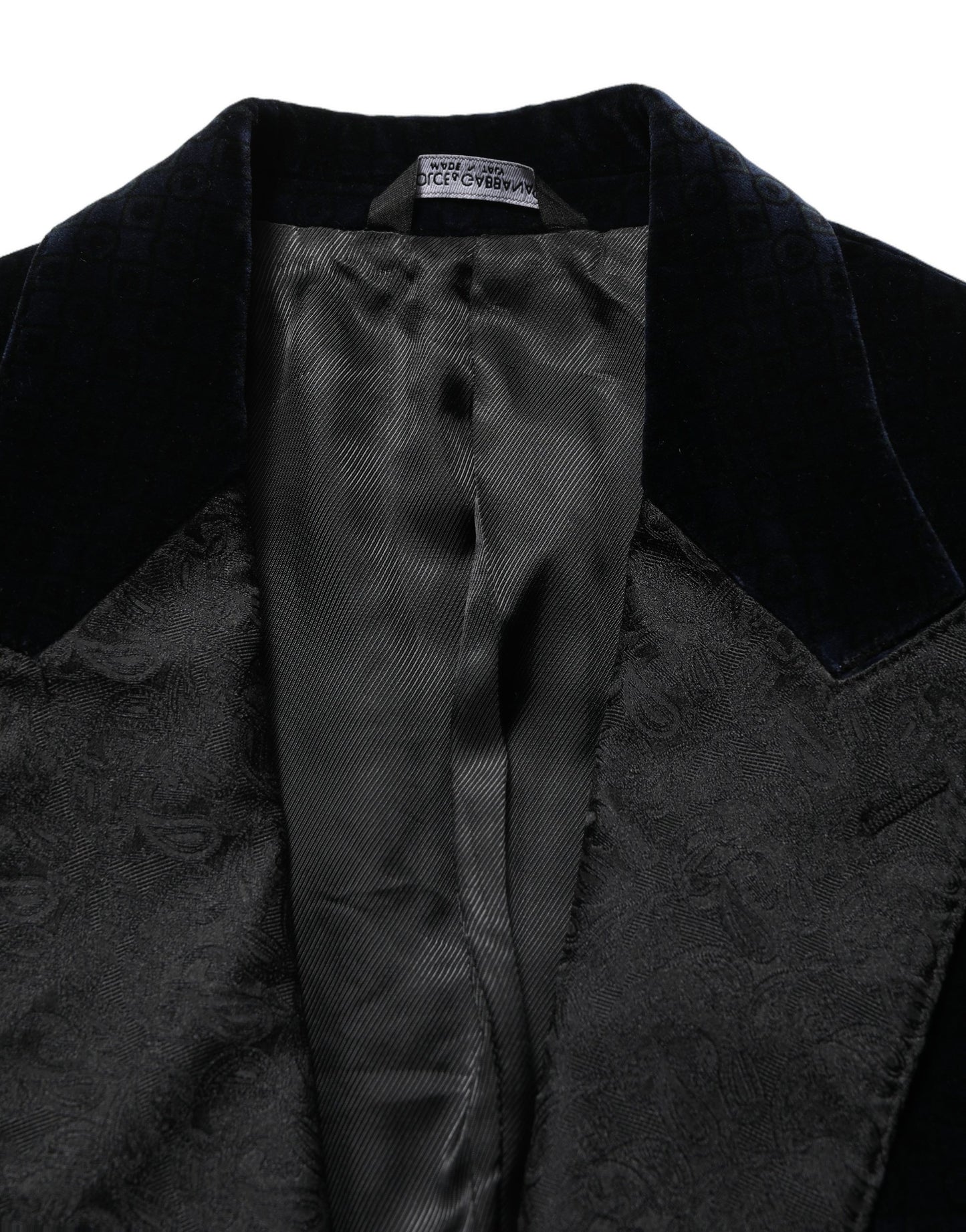 Dolce & Gabbana Black Cotton Single Breasted Jacket Blazer