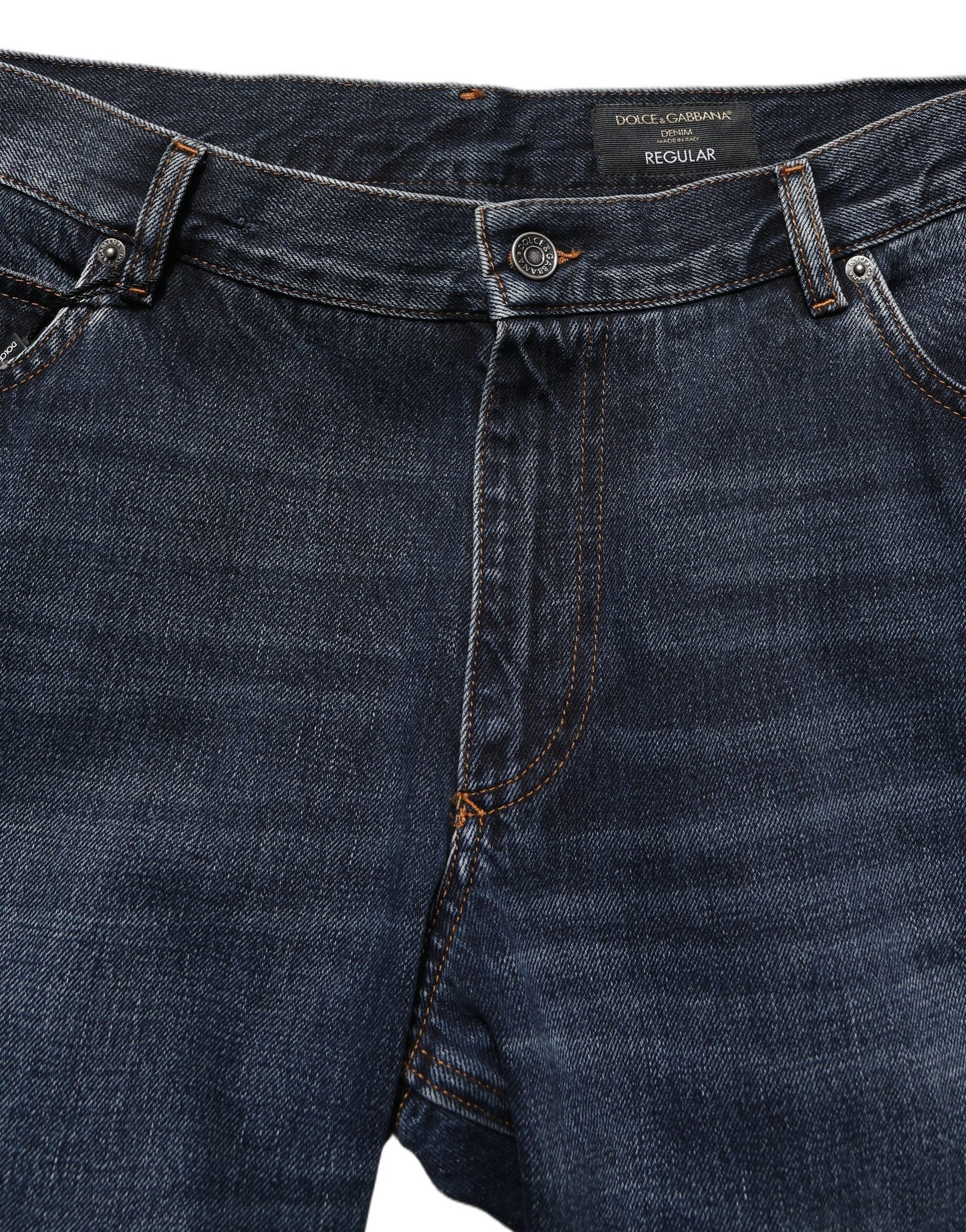 Dolce & Gabbana Dark Blue Washed MidWaist Straight Denim Jeans