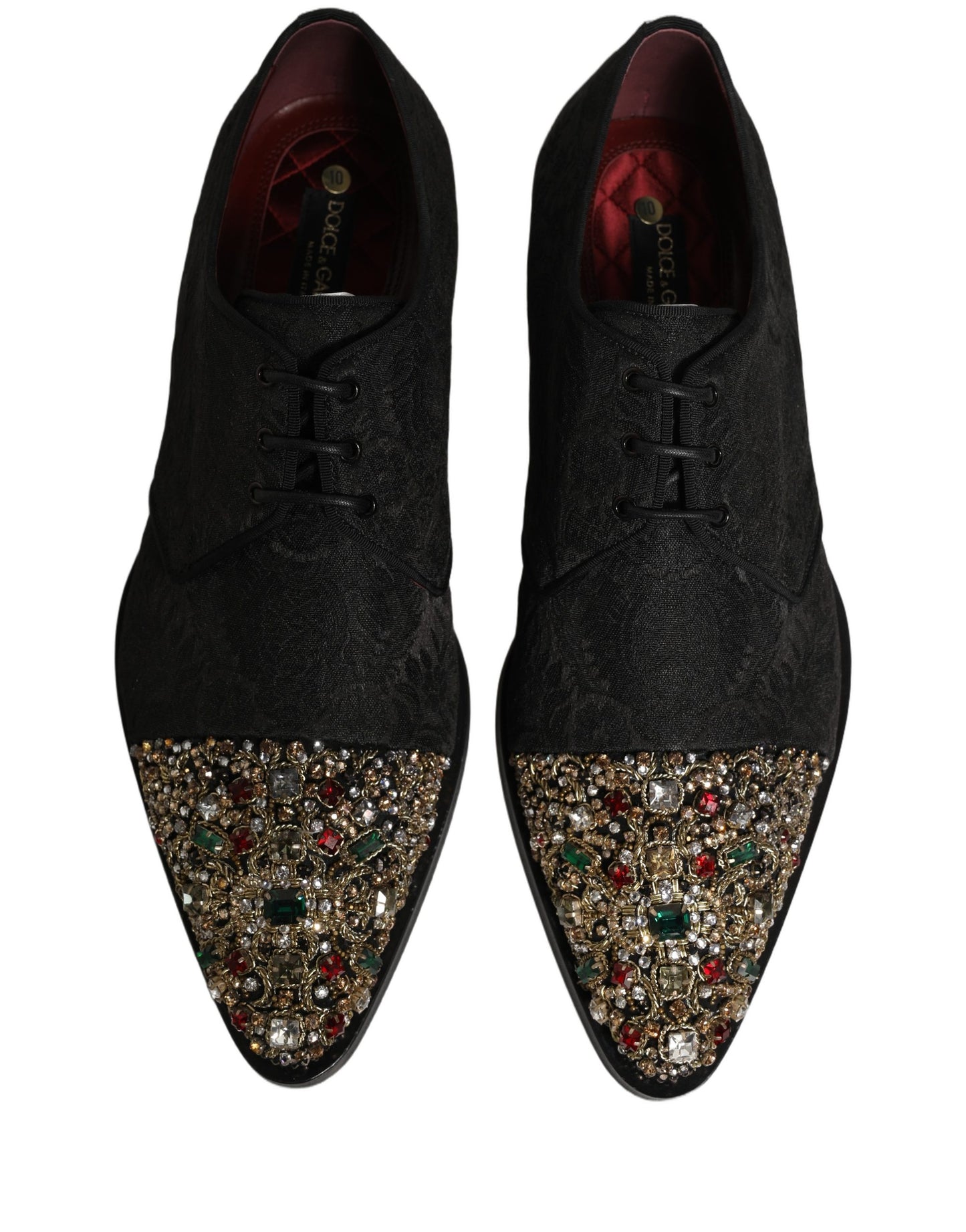 Dolce & Gabbana Black Embellished Men Derby Dress Formal Shoes