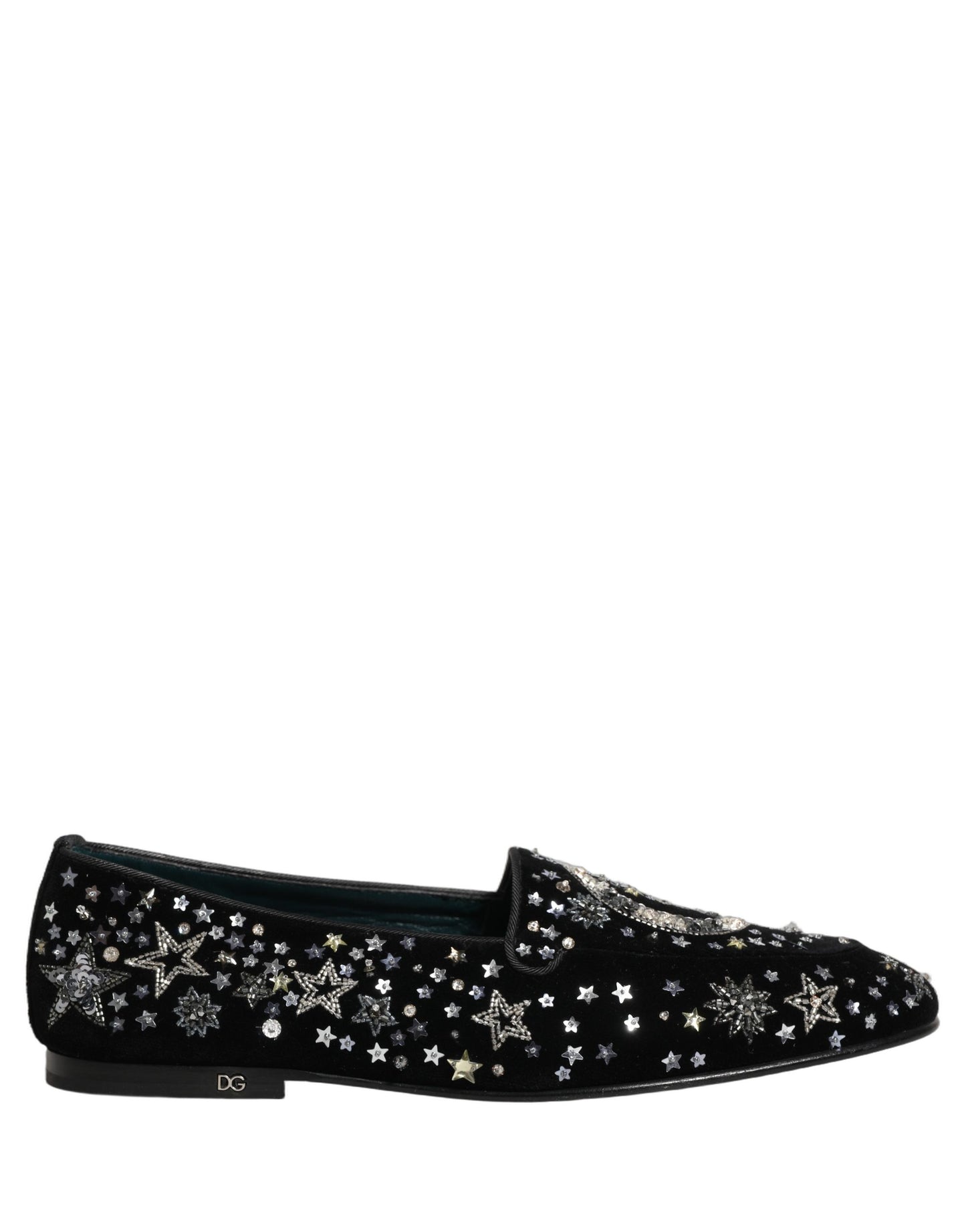 Dolce & Gabbana Black Crystal Embellished Dress Loafers Shoes