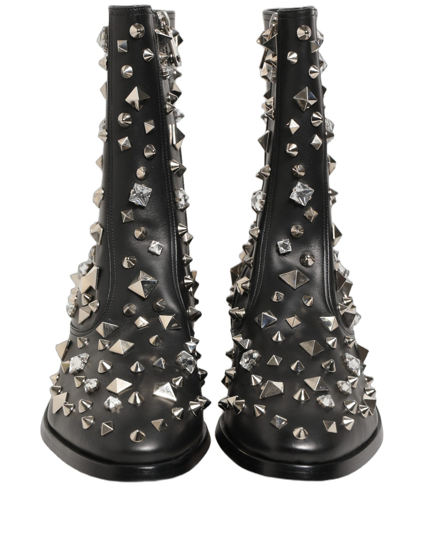 Dolce & Gabbana Black Crystal Embellished Short Boots Shoes