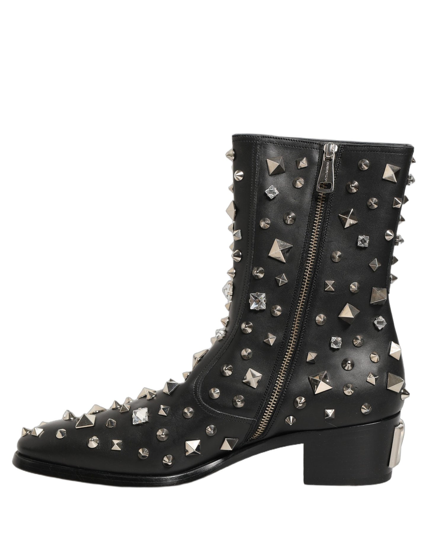 Dolce & Gabbana Black Crystal Embellished Short Boots Shoes