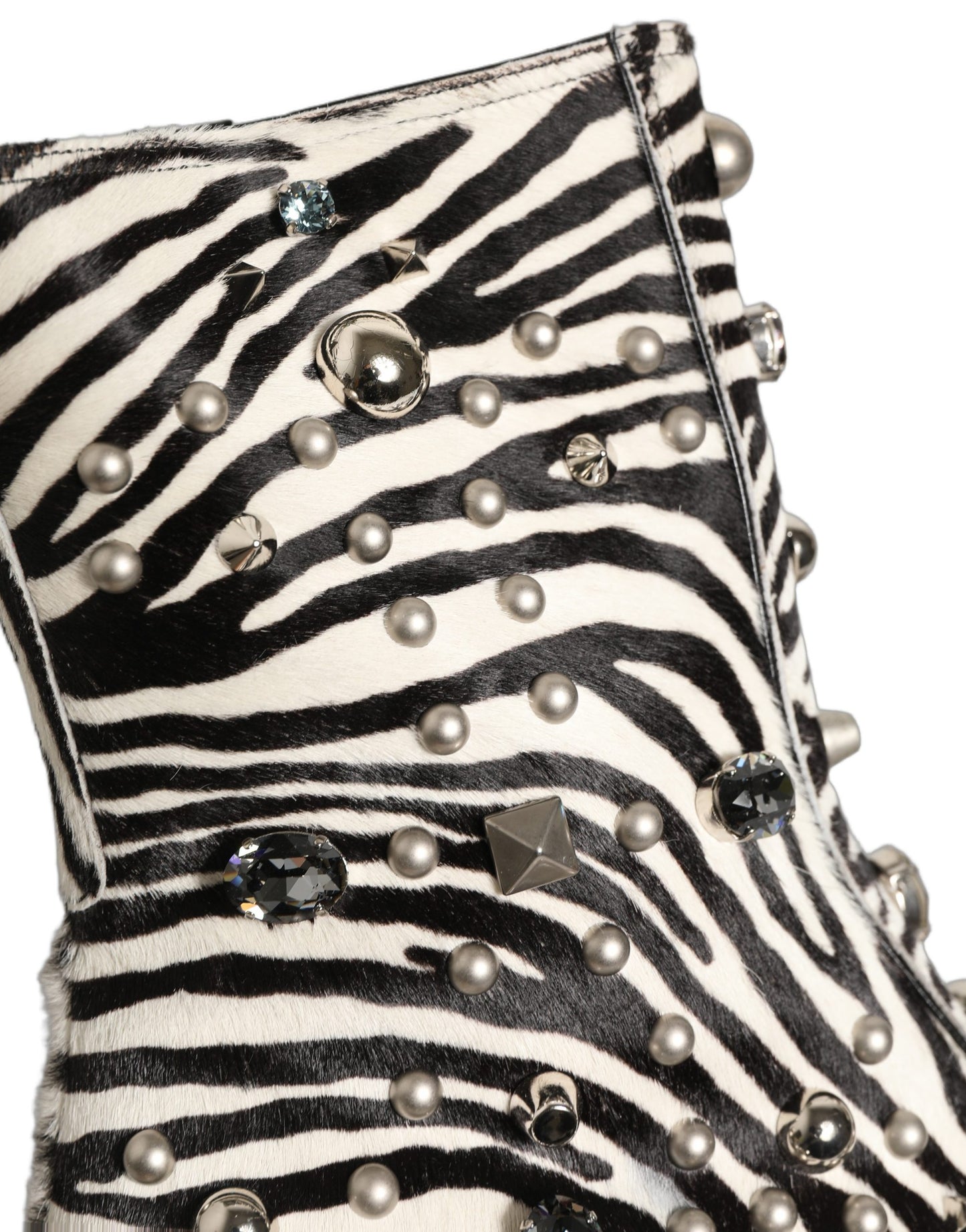 Dolce & Gabbana Black White Zebra Embellished Boots Shoes