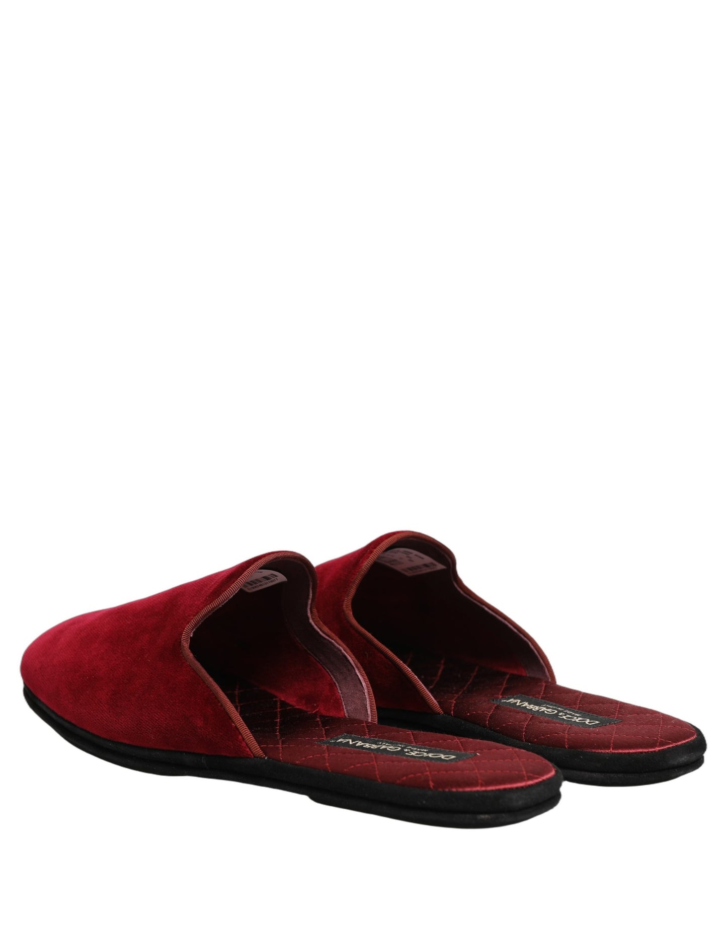 Dolce & Gabbana Red Suede Slides Flat Slipper Men Shoes