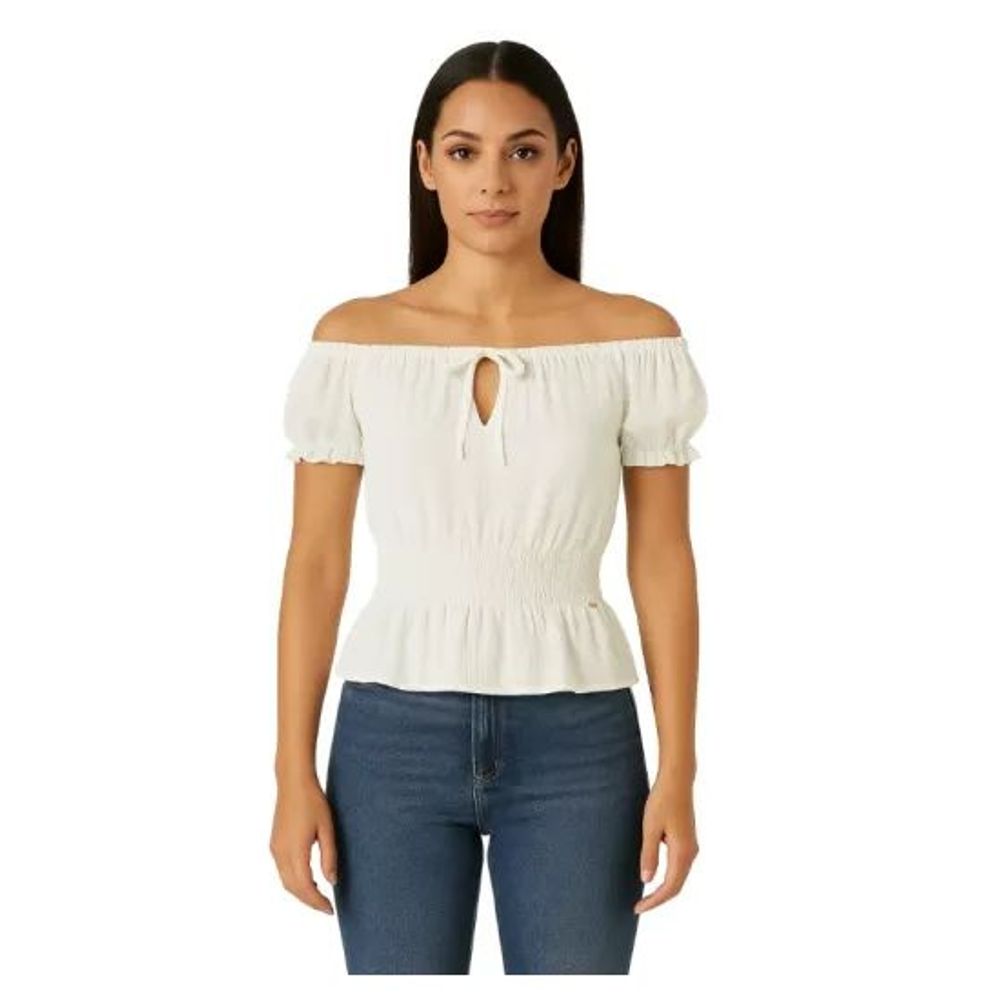 Guess White Polyester Blouse