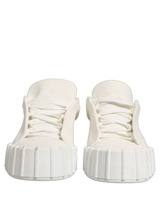 Dolce & Gabbana White Leather Low Top Lace Up Sneakers Shoes