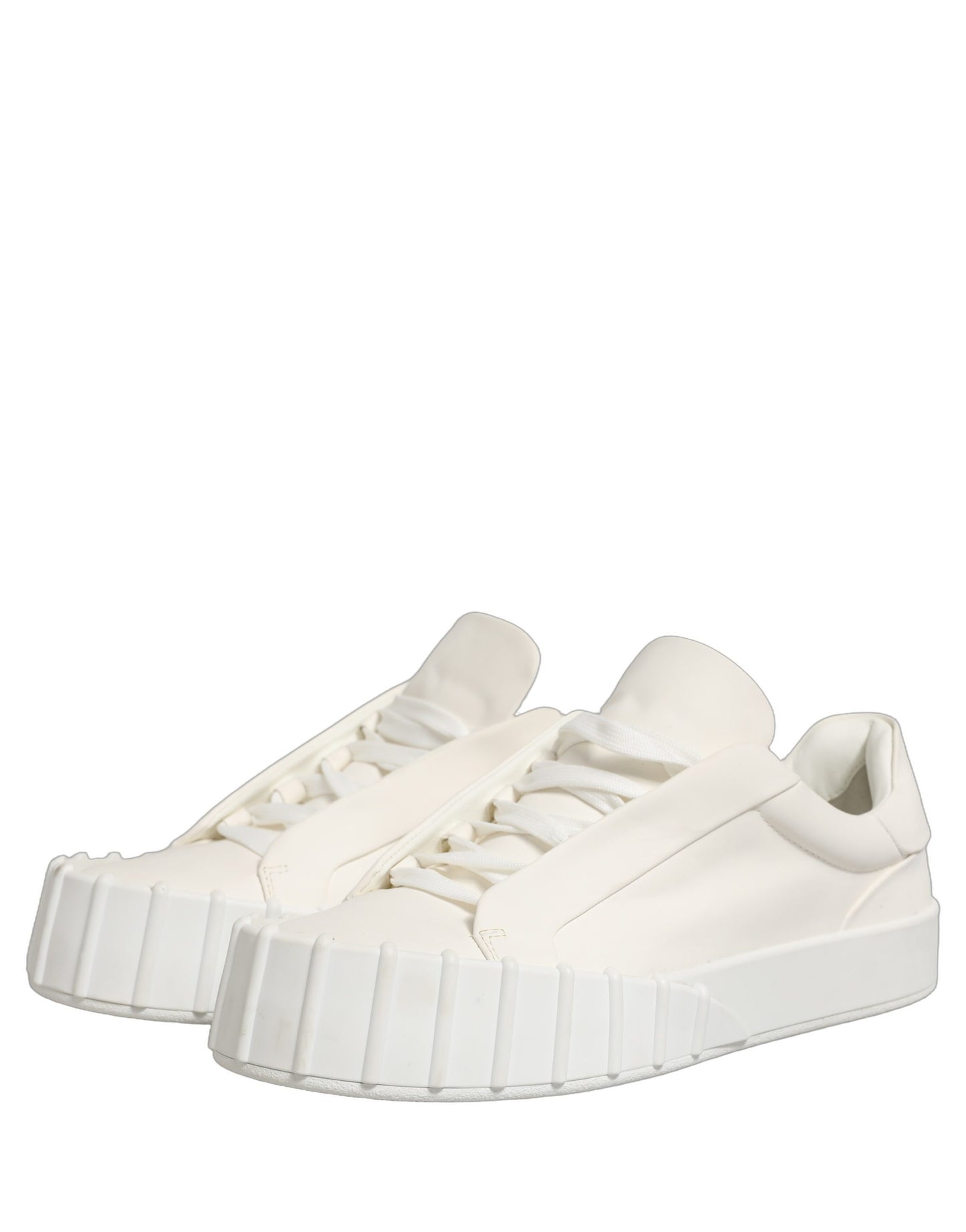 Dolce & Gabbana White Leather Low Top Lace Up Sneakers Shoes