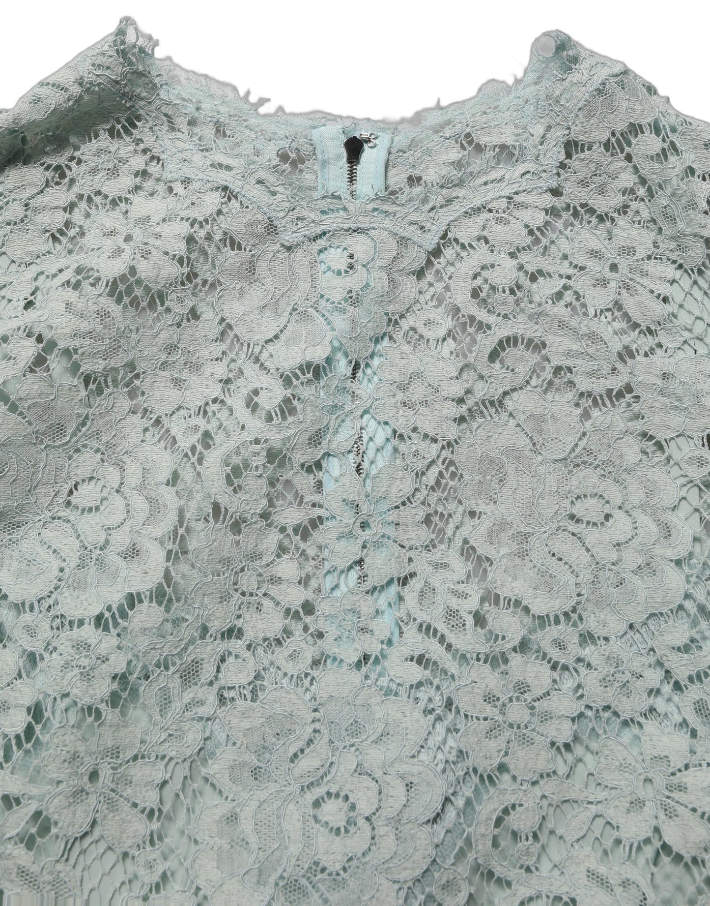 Dolce & Gabbana Mint Green Lace Sleeveless Knee Length Dress