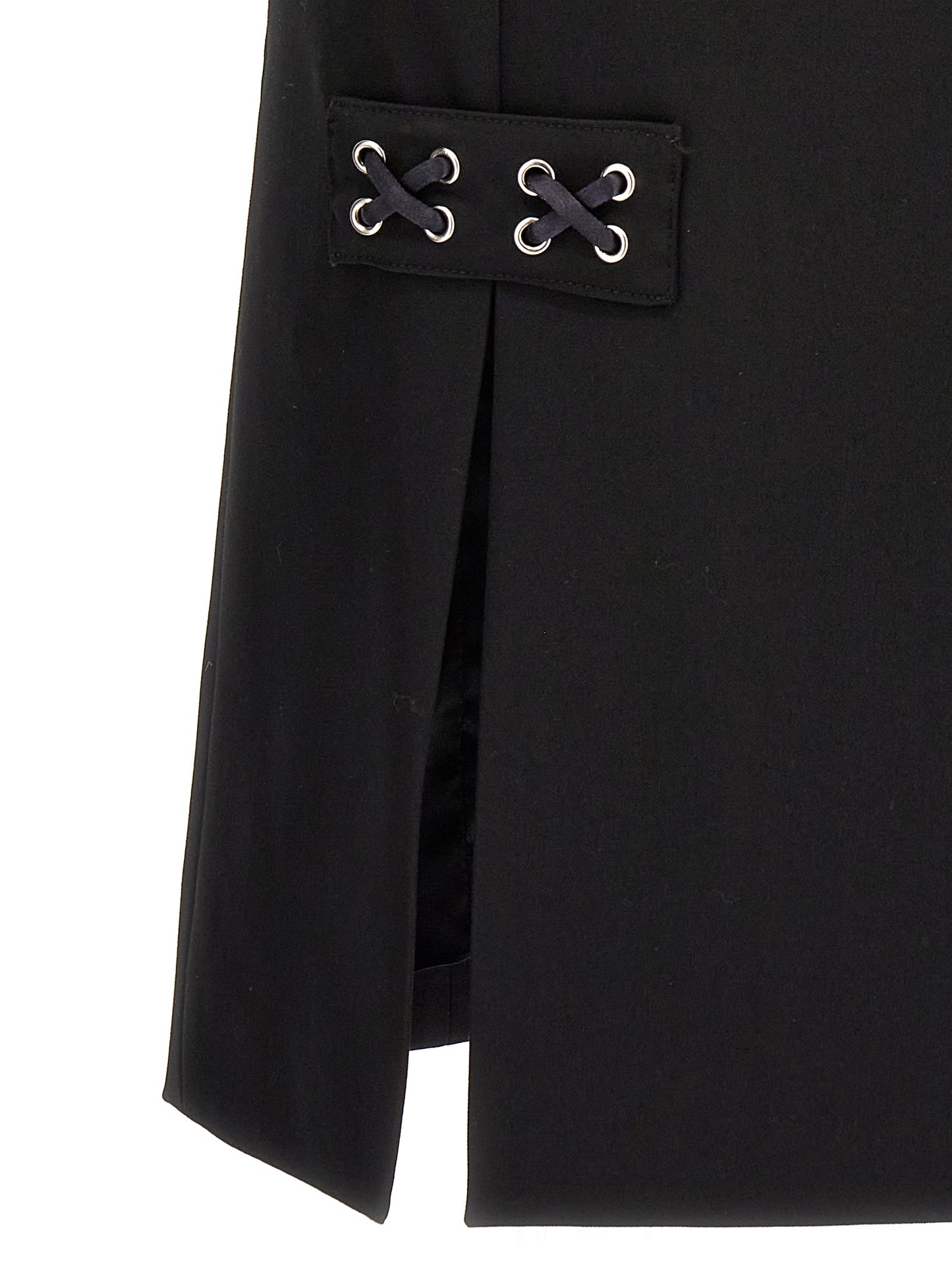 Alessandra Rich Black Wool Midi Skirt