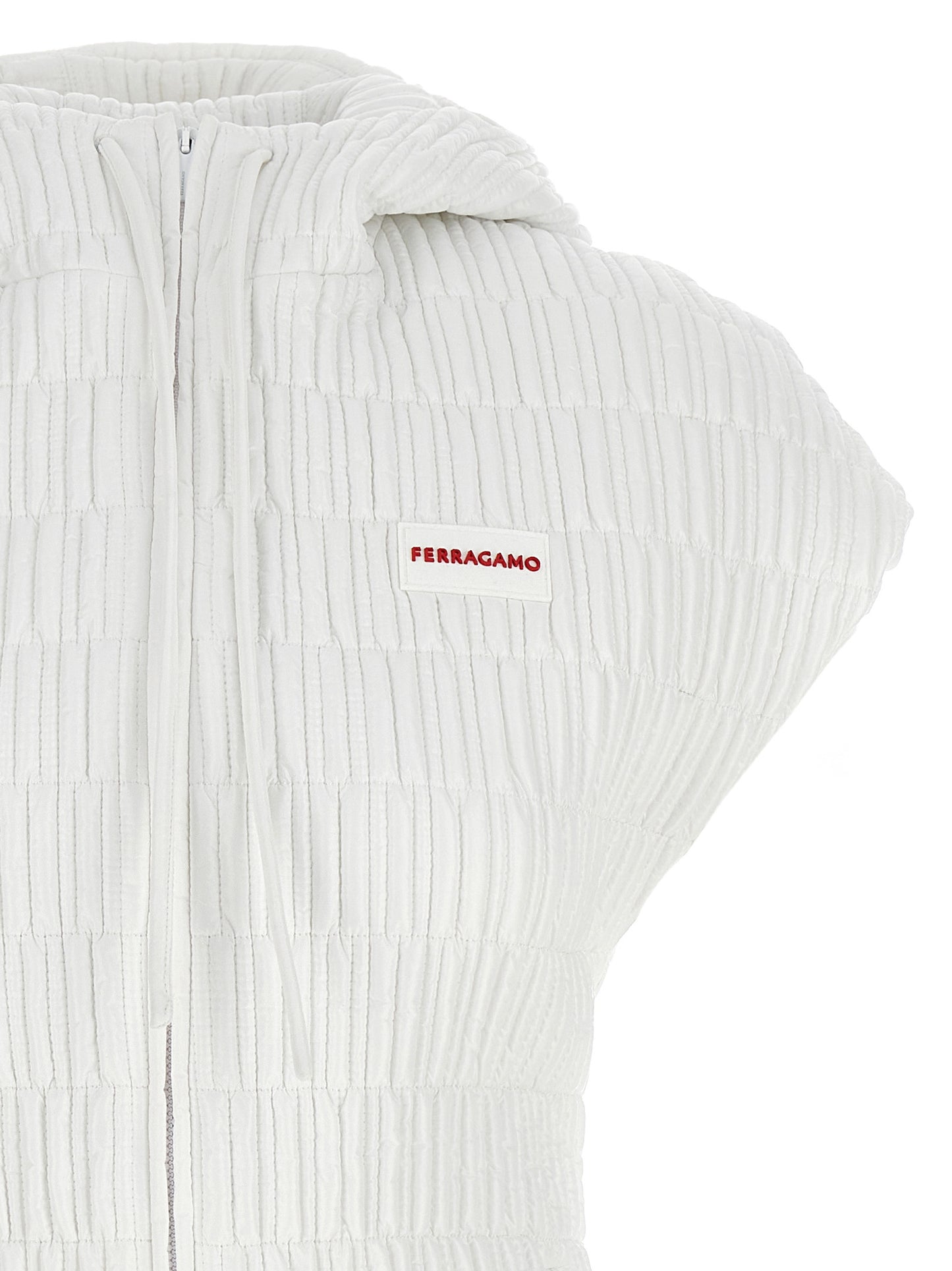 Ferragamo White Polyamide Sleeveless Jacket