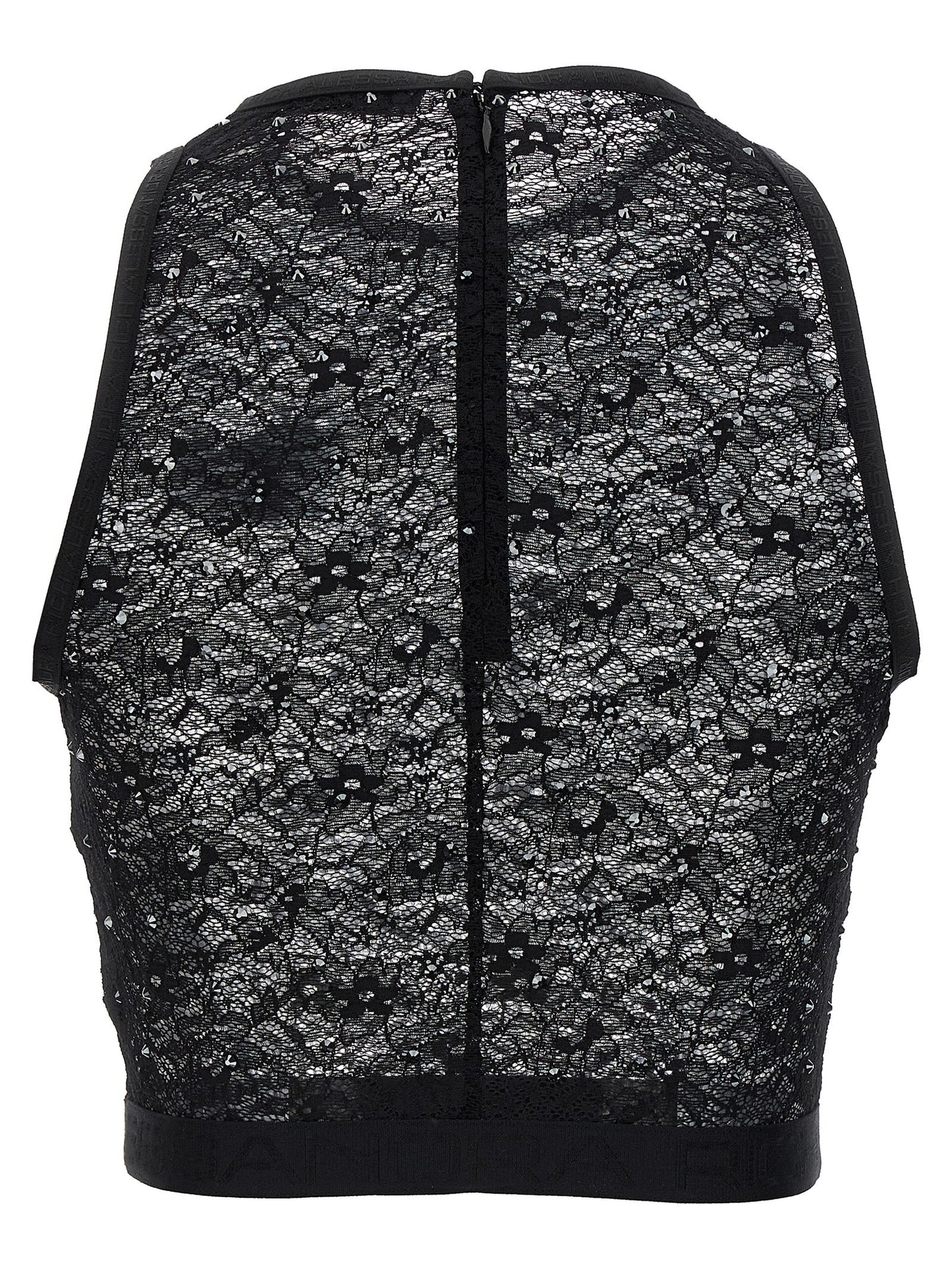 Alessandra Rich Black Polyamide Sleeveles T-Shirt