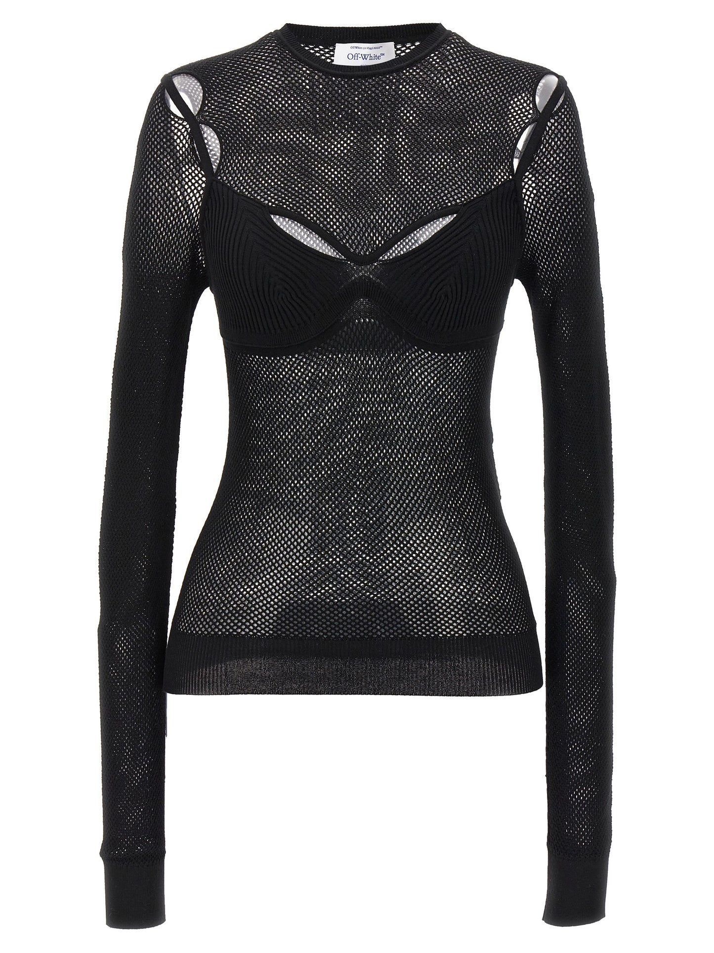 Off-White Black Viscose Tank Tops