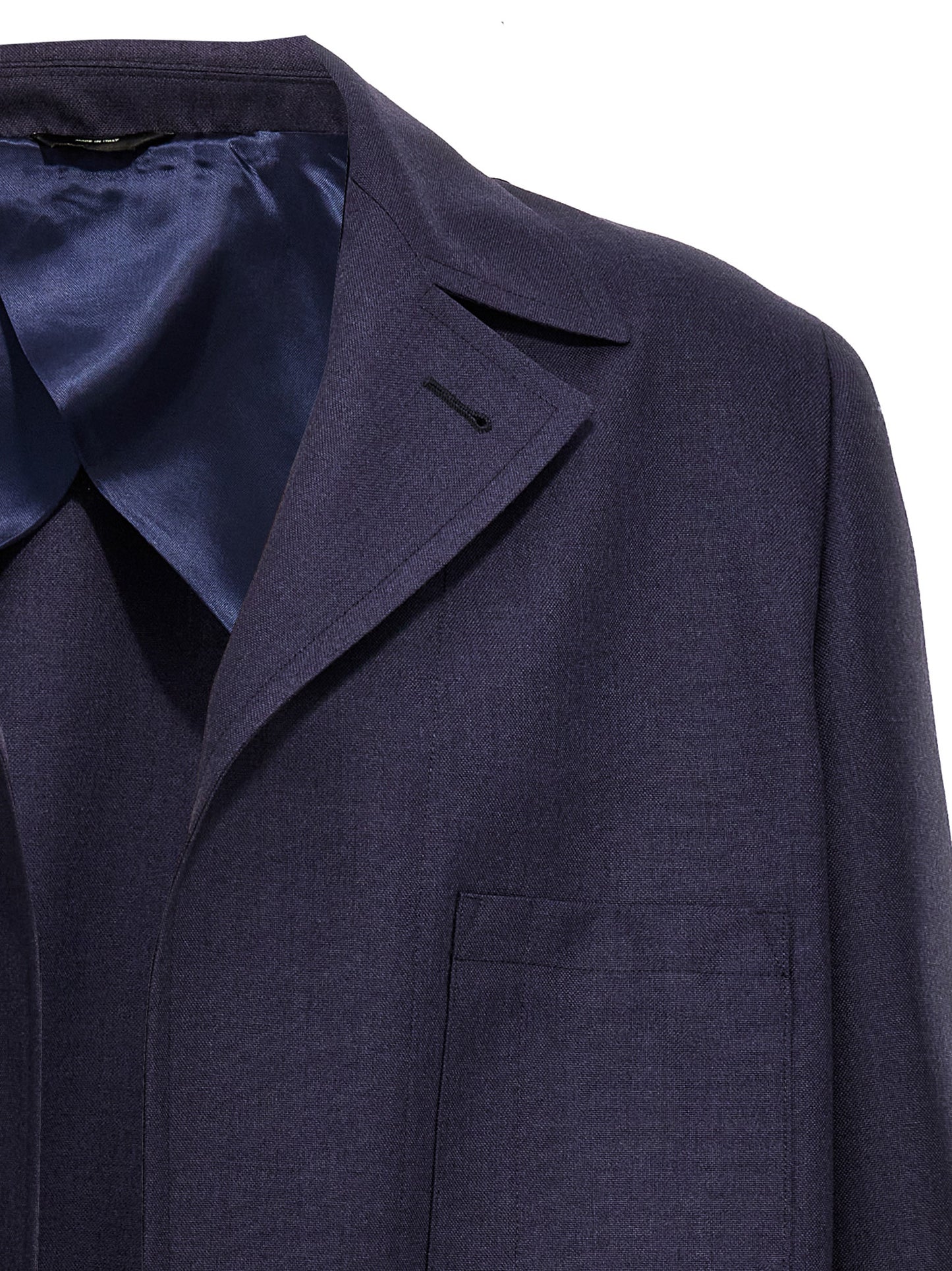 Fendi Blue Virgin Wool Full-Length Jacket