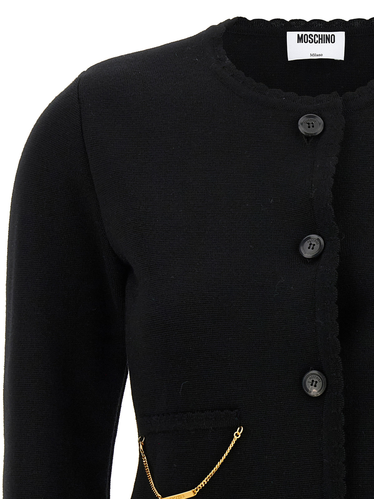 Moschino Black Virgin Wool Cardigan