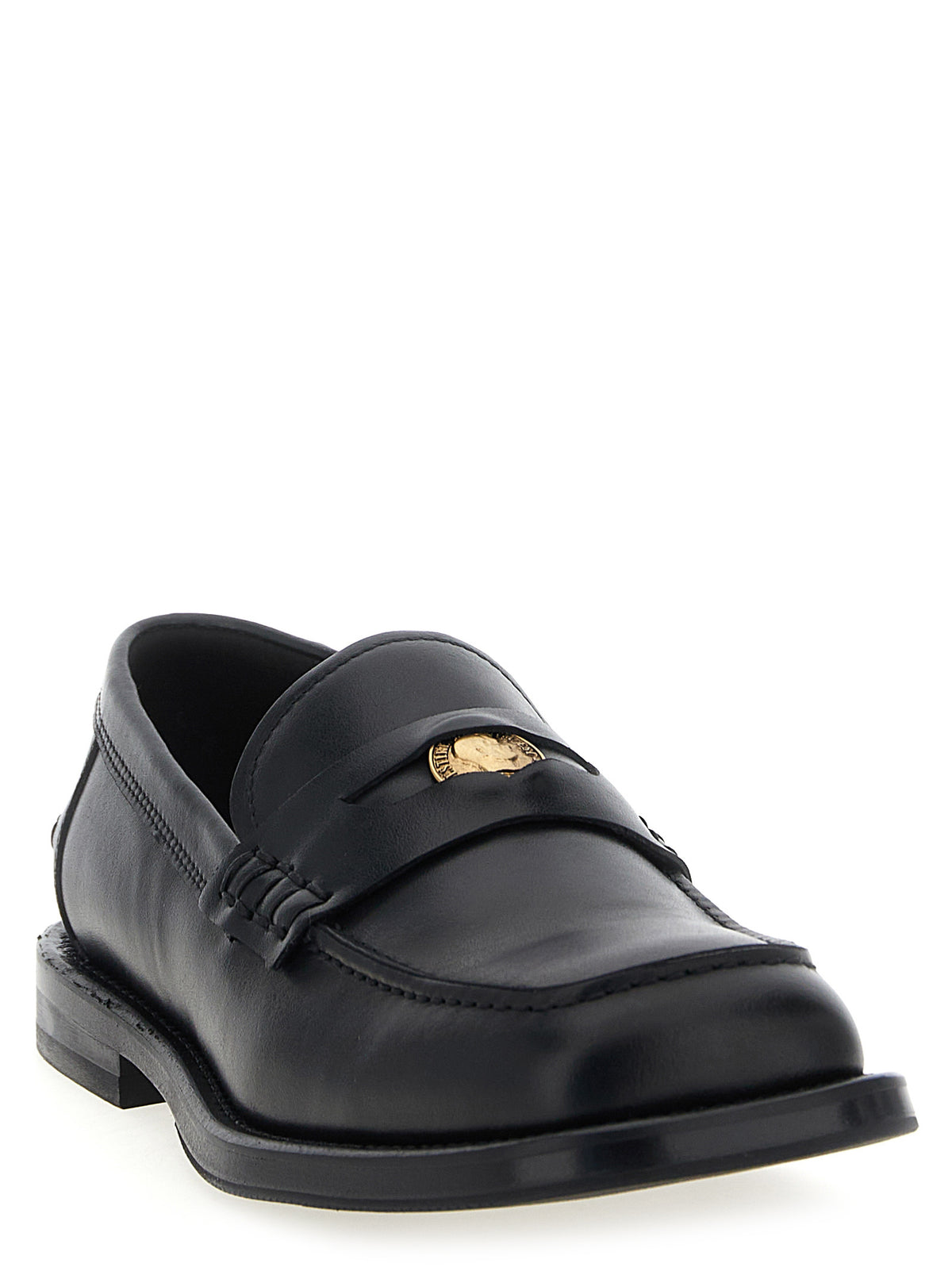 Moschino Black Velvet Leather Slip-On Loafers