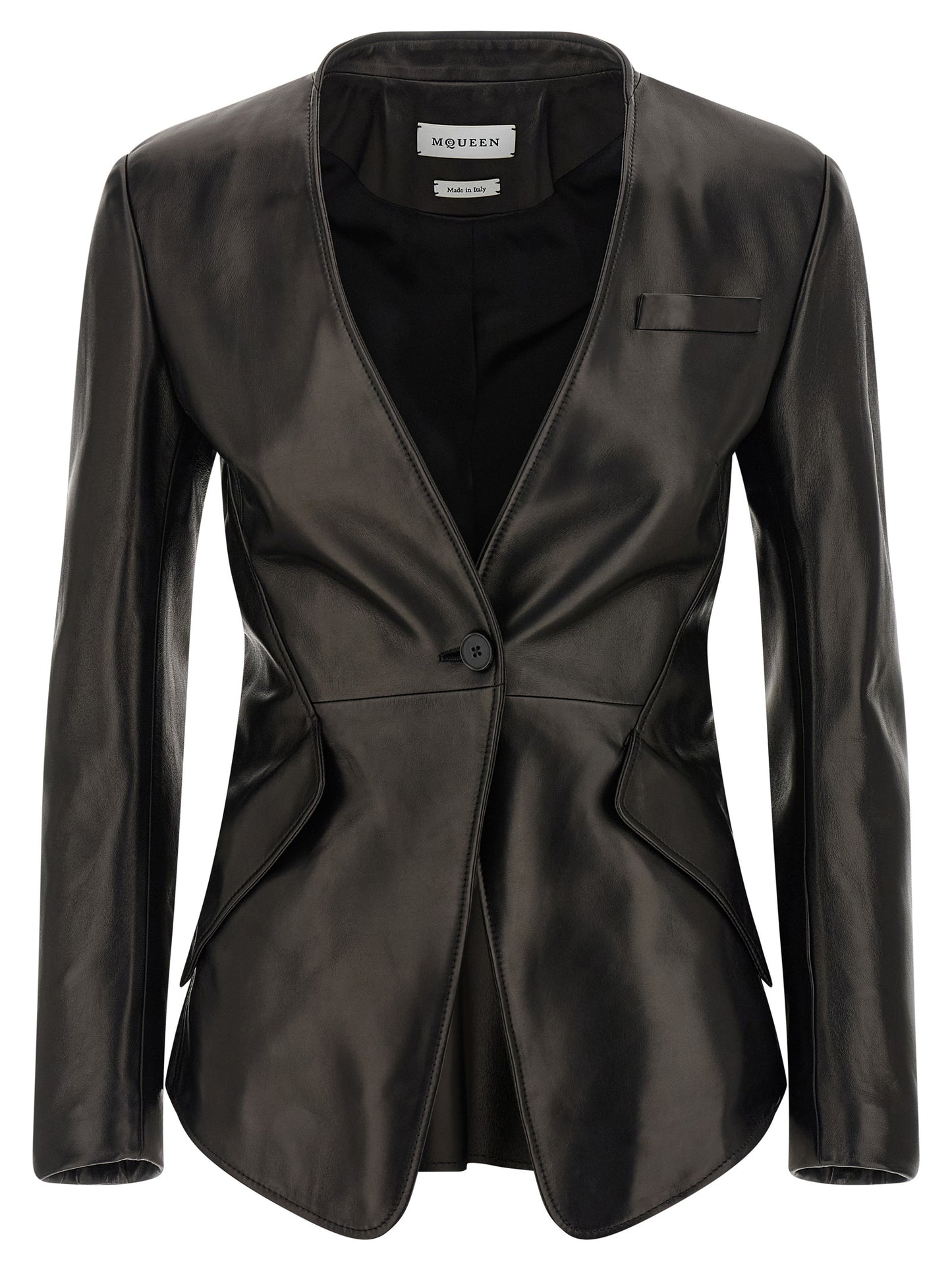 Alexander McQueen Black Lamb Leather Blazer