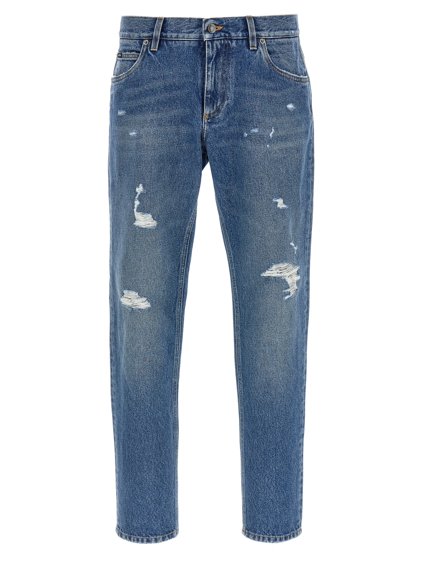 Dolce & Gabbana Blue Cotton Straight-Leg Jeans