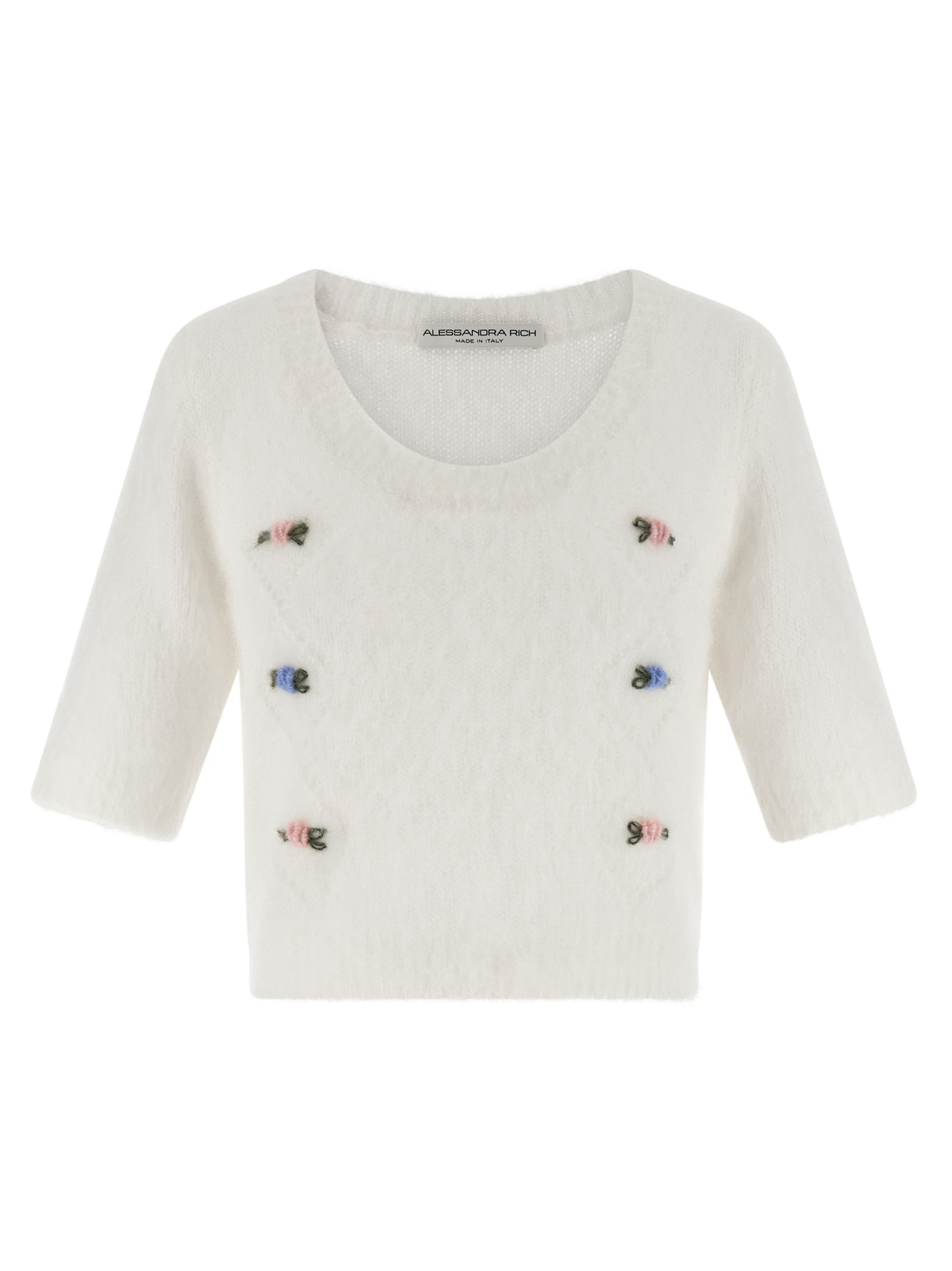 Alessandra Rich White Wool Cardigan