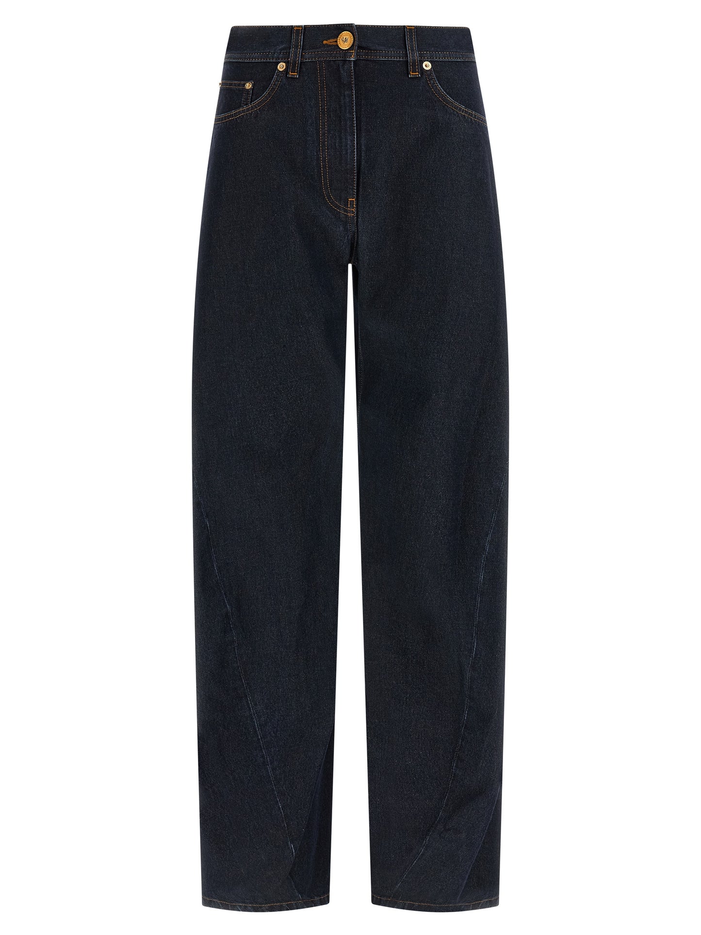 Versace Blue Cotton High-Waisted Jean
