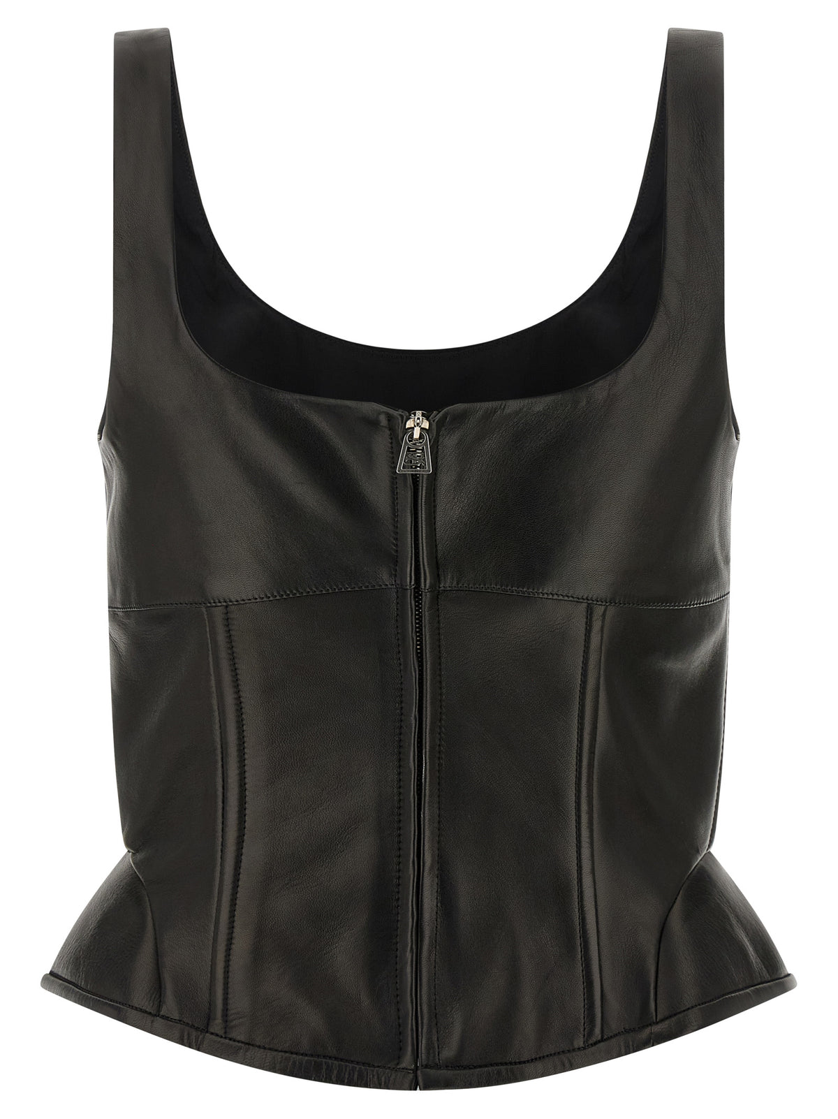 Ermanno Scervino Black Lamb Leather Tank Tops
