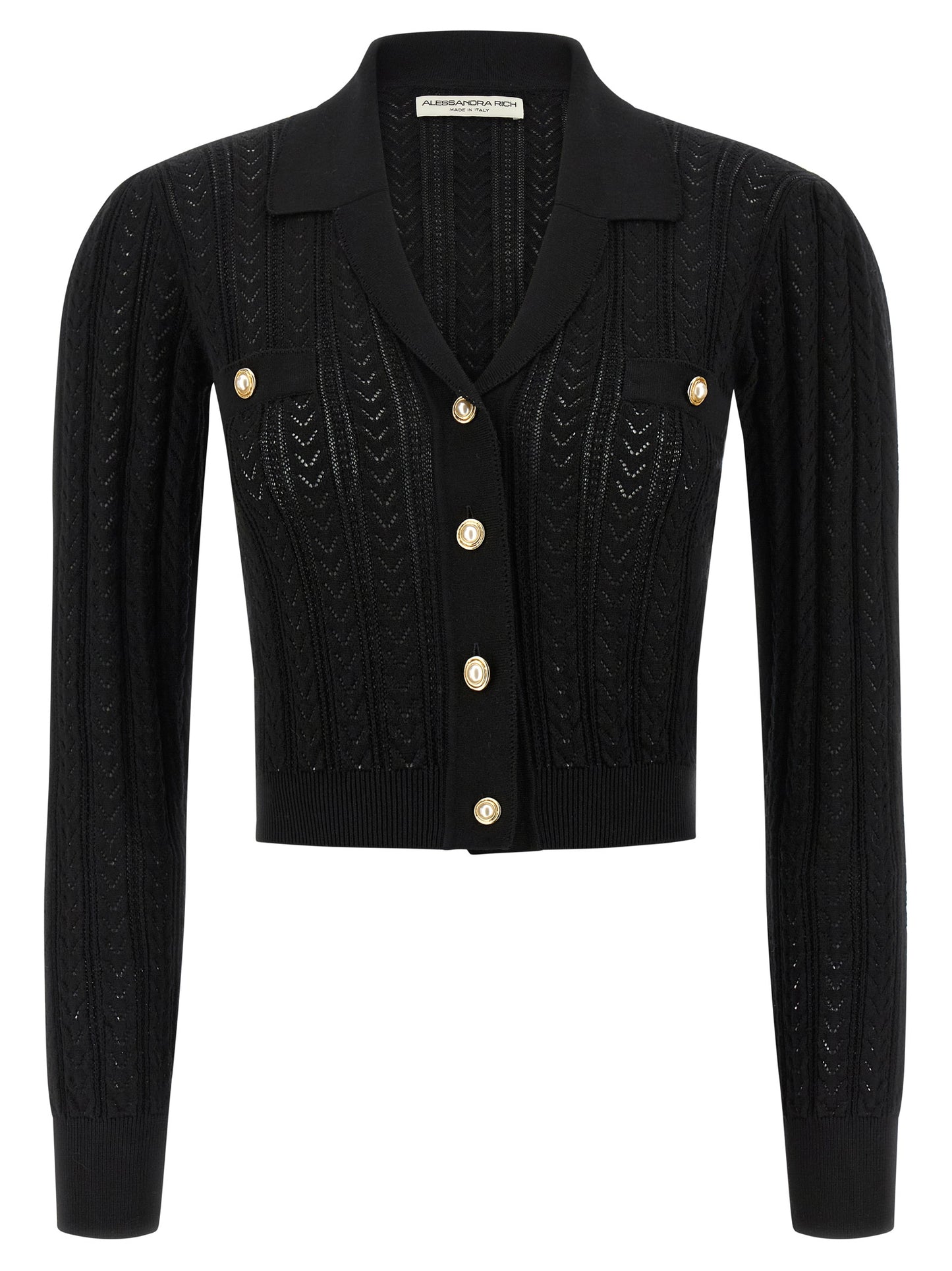 Alessandra Rich Black Cotton Cardigan