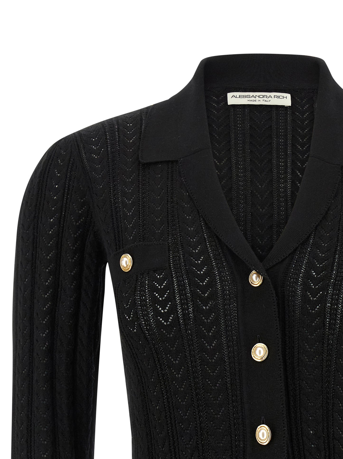 Alessandra Rich Black Cotton Cardigan