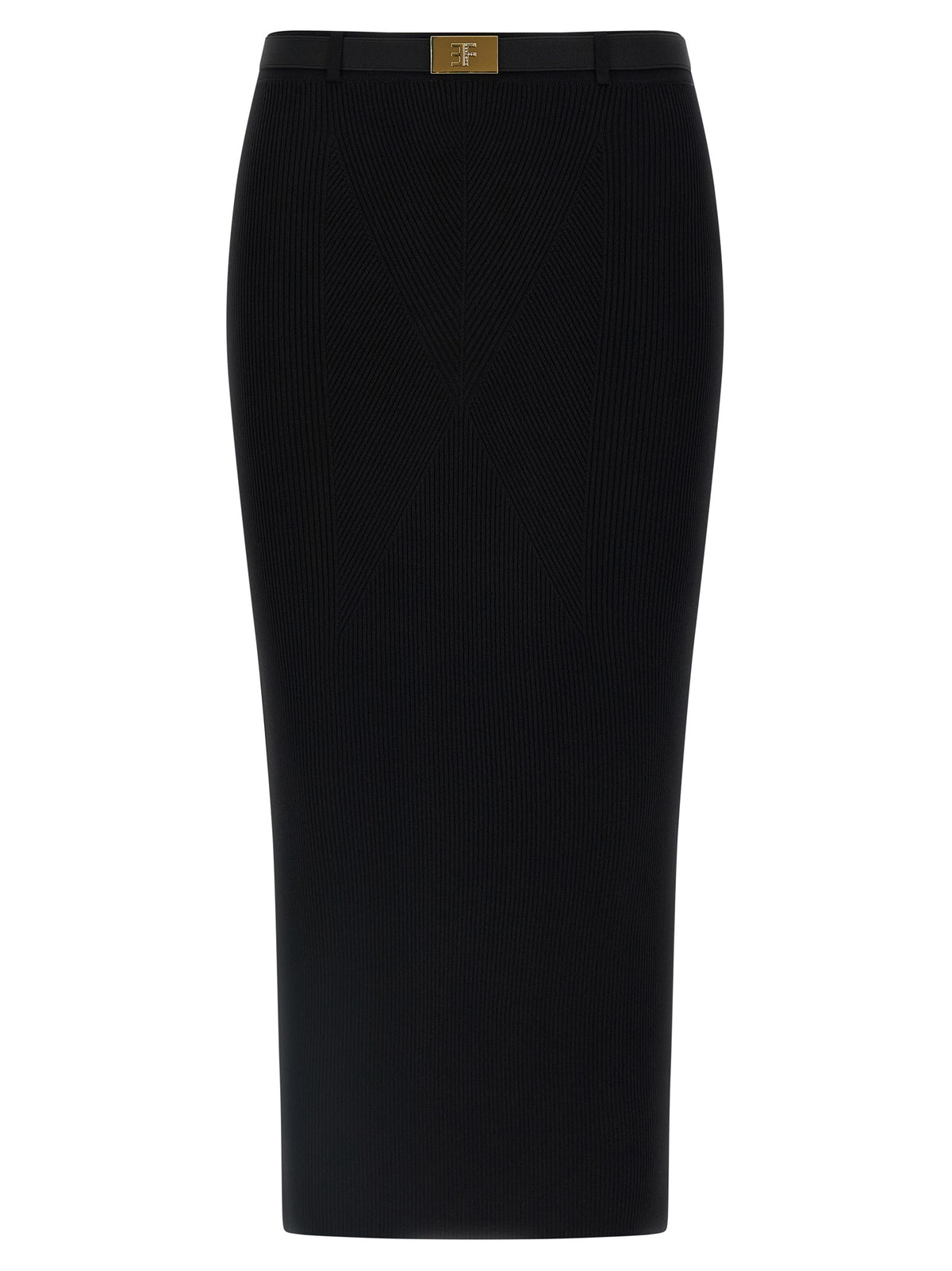 Elisabetta Franchi Black Viscose Midi Skirt