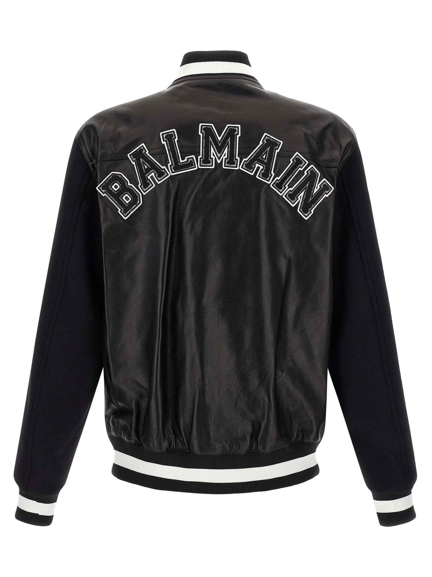 Balmain Bicolor Lamb Leather Leather Jacket