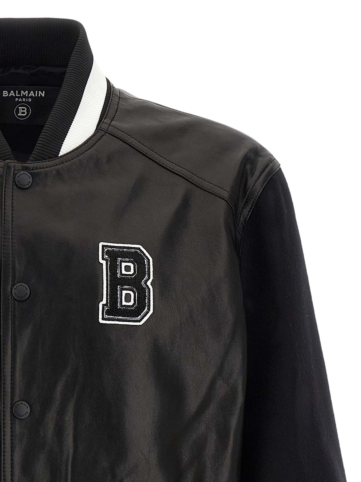 Balmain Bicolor Lamb Leather Leather Jacket