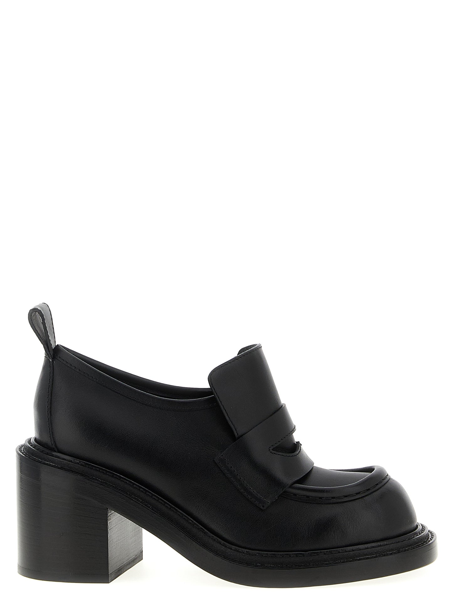 Moschino Black Leather Platform Loafers