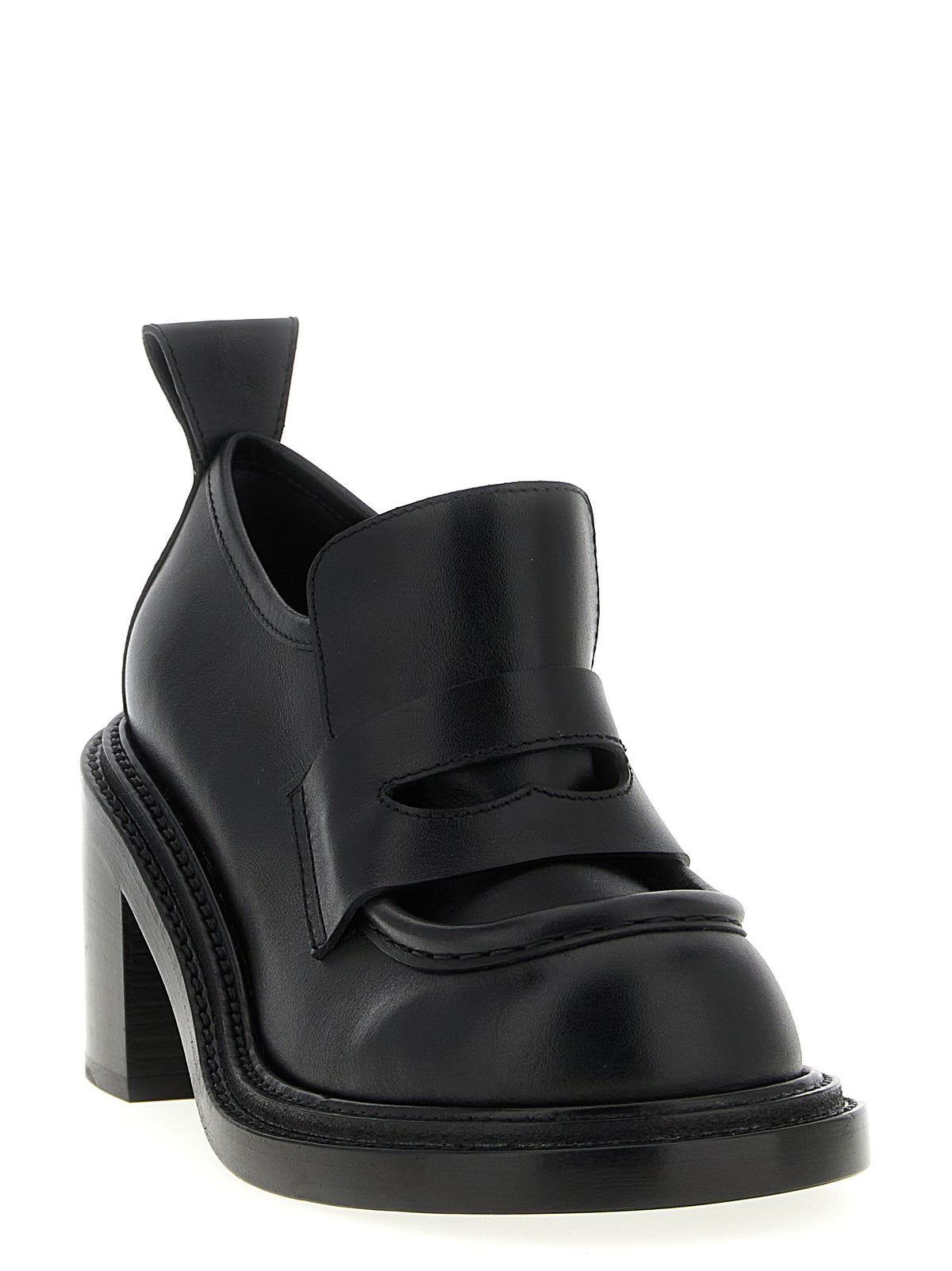 Moschino Black Leather Platform Loafers