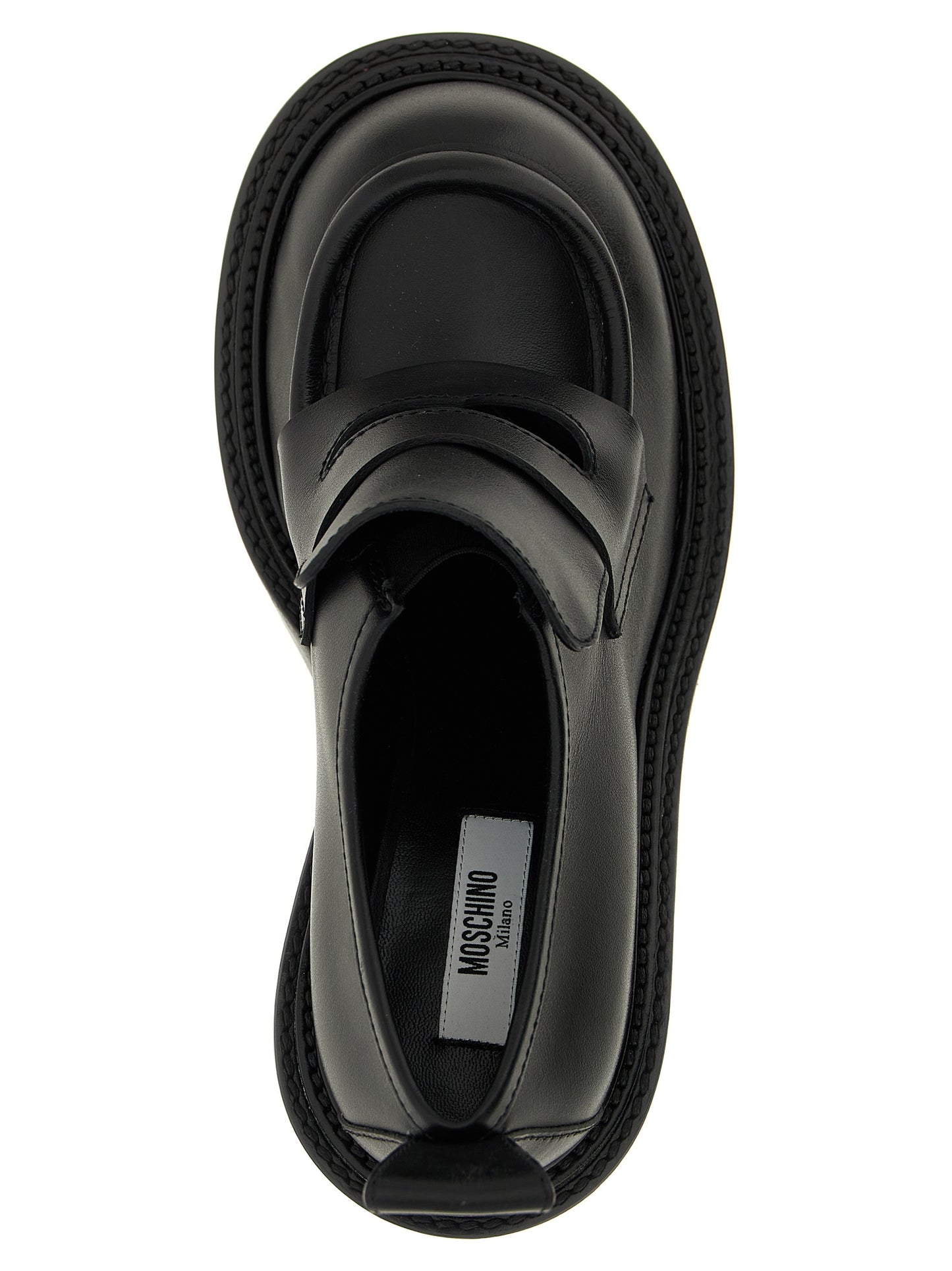 Moschino Black Leather Platform Loafers