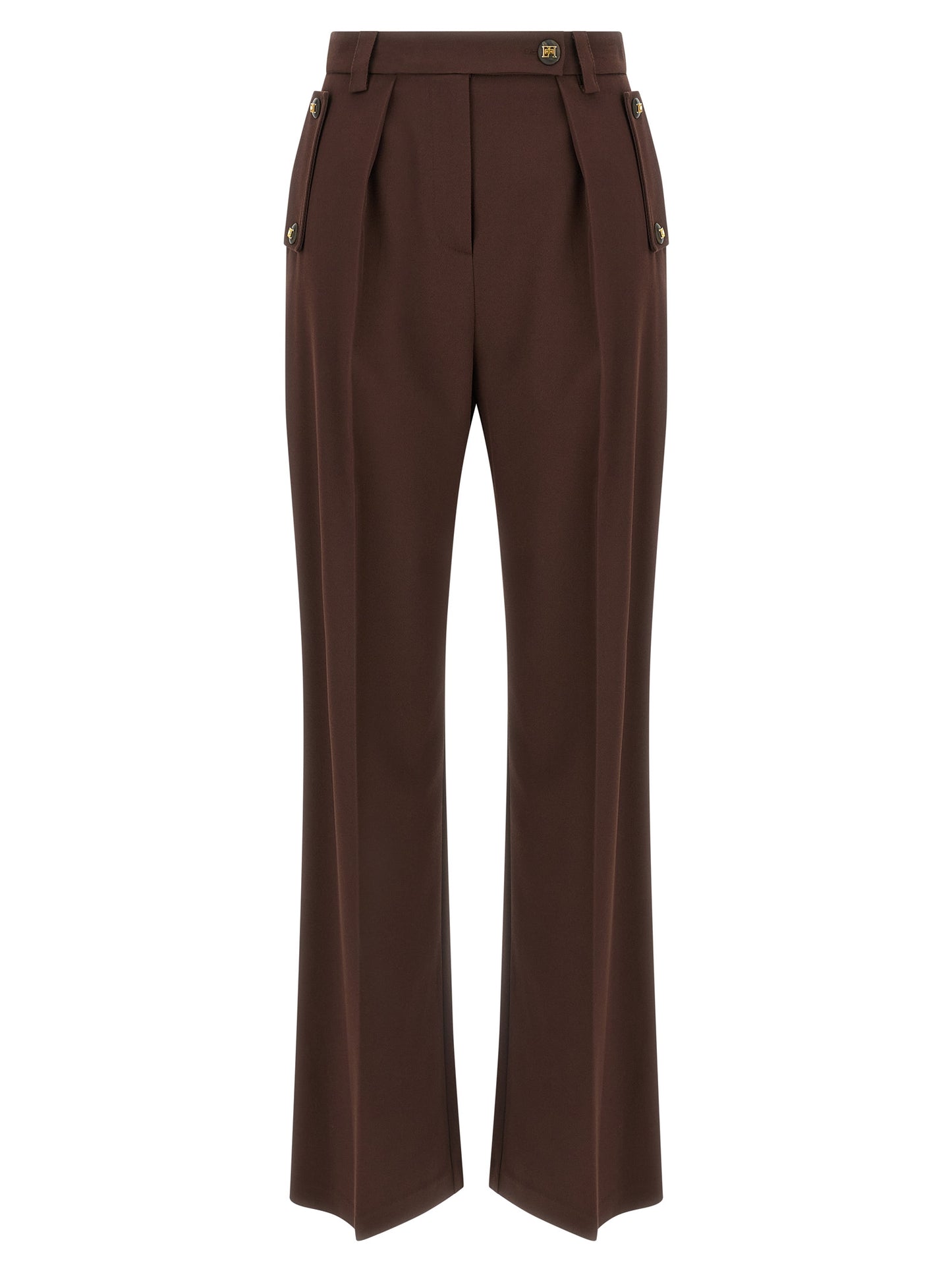 Elisabetta Franchi Brown Polyester Casual Pants