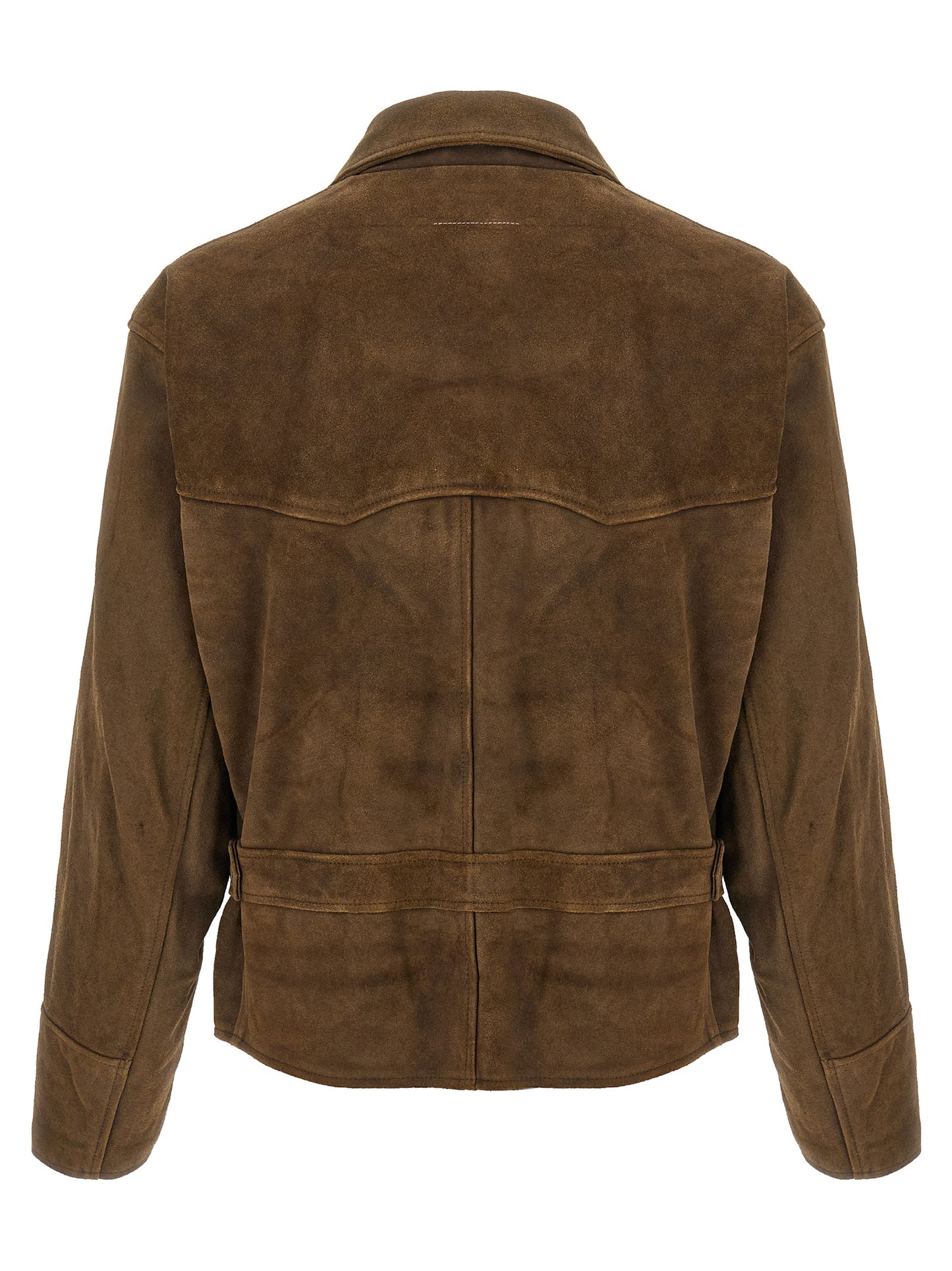 MM6 Maison Margiela Brown Calfskin Leather Jacket