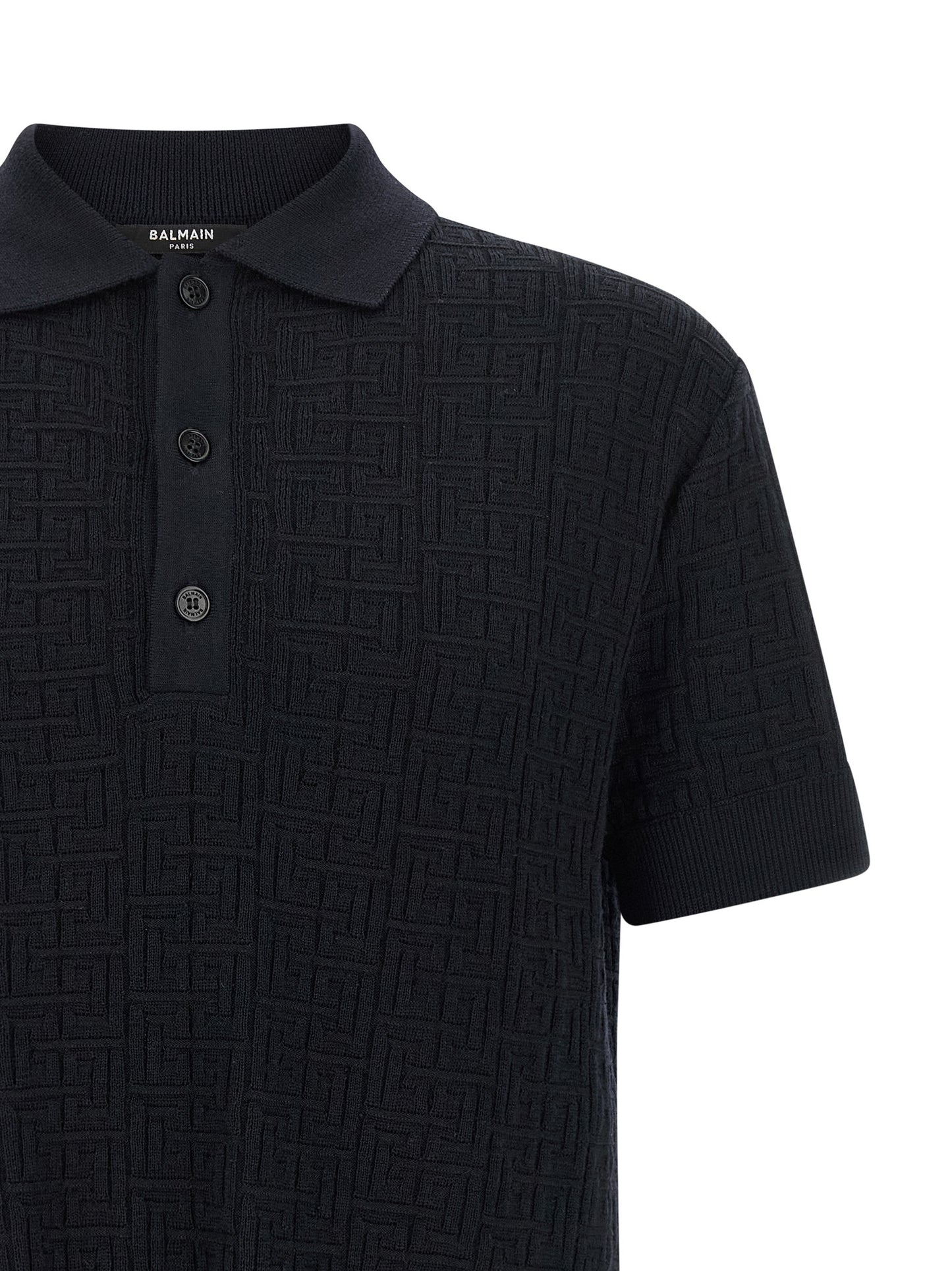 Balmain Blue Wool Polo Shirt