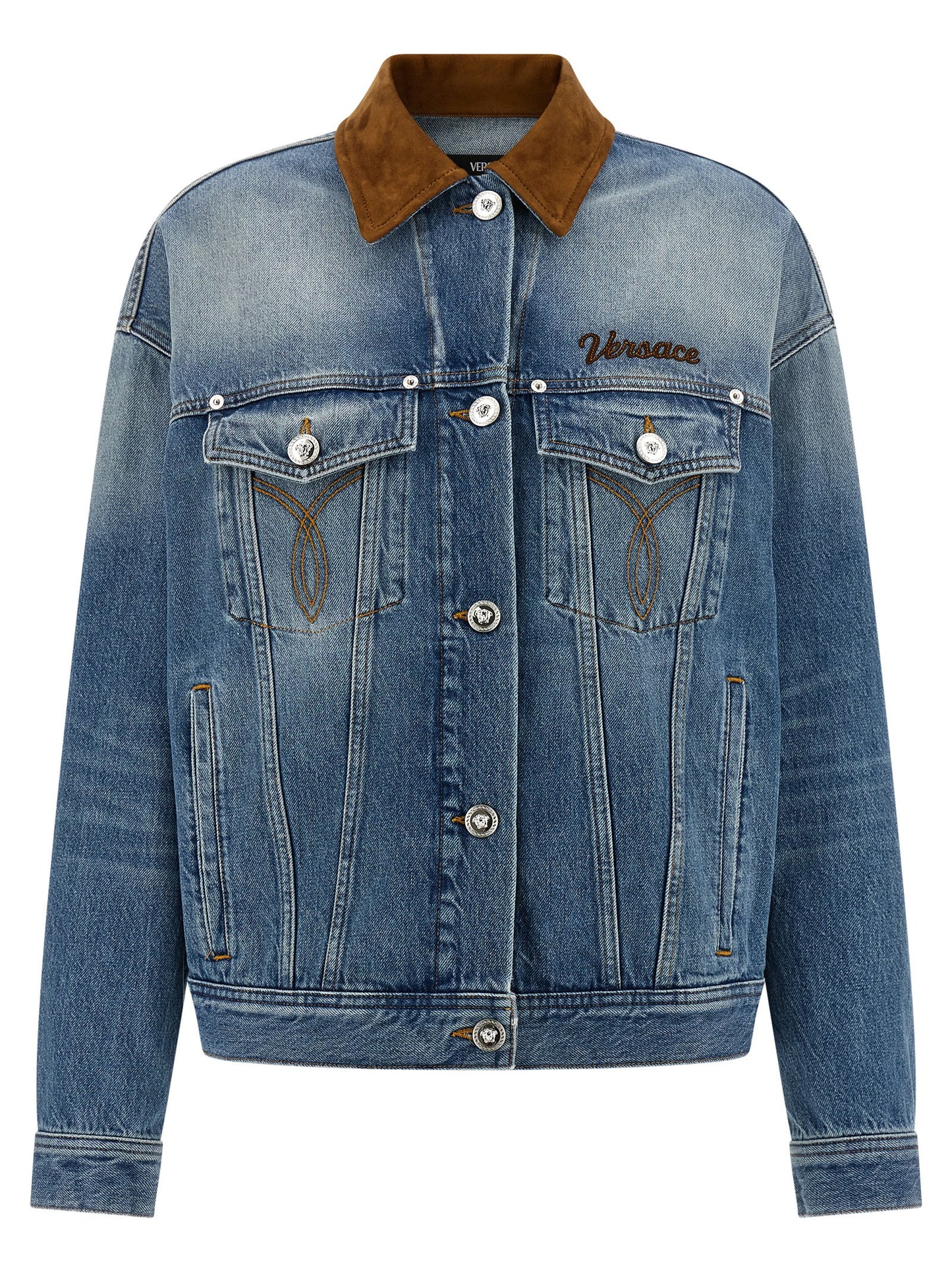 Versace Blue Cotton Denim Jacket