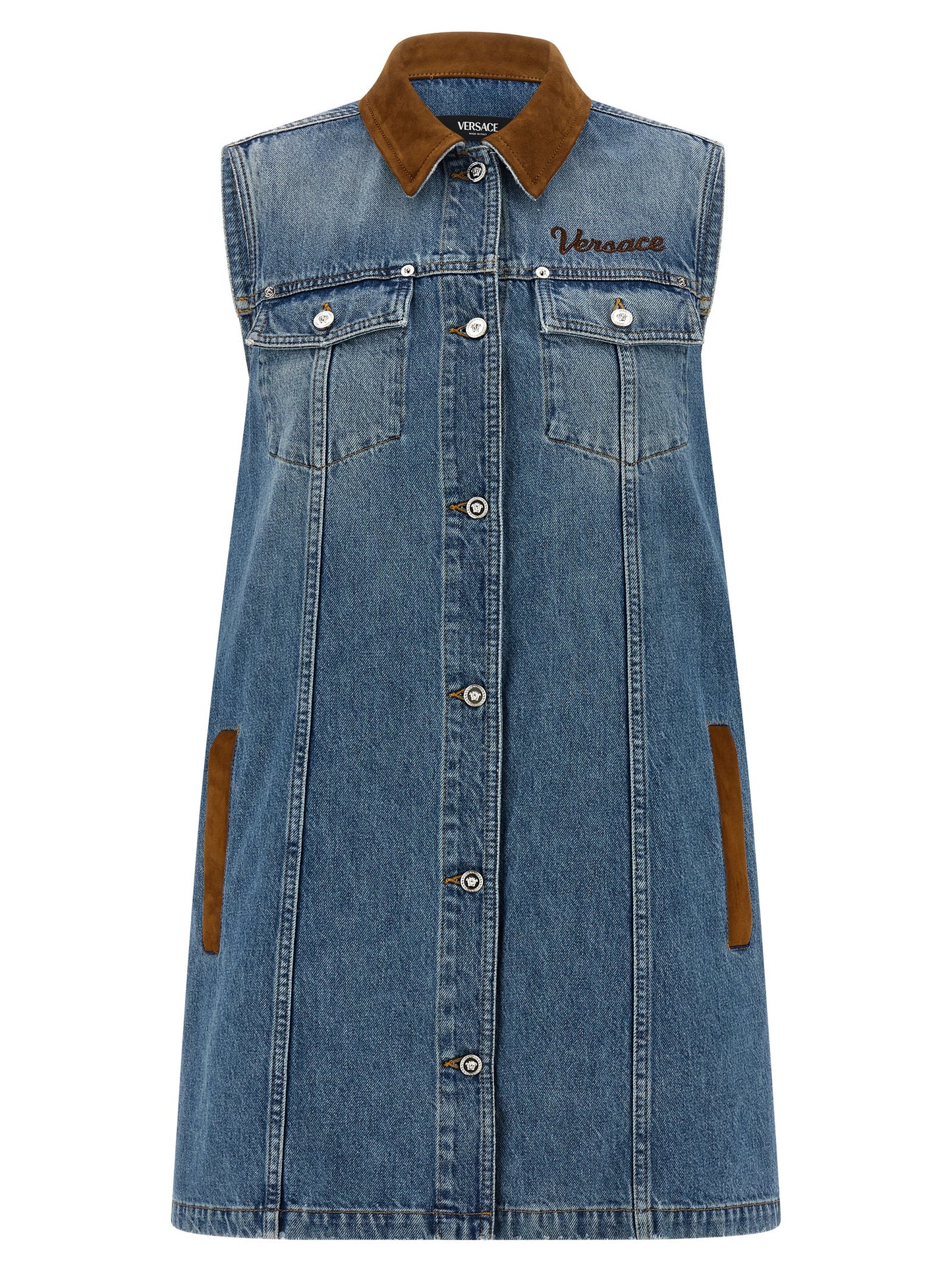 Versace Blue Cotton Short Dress