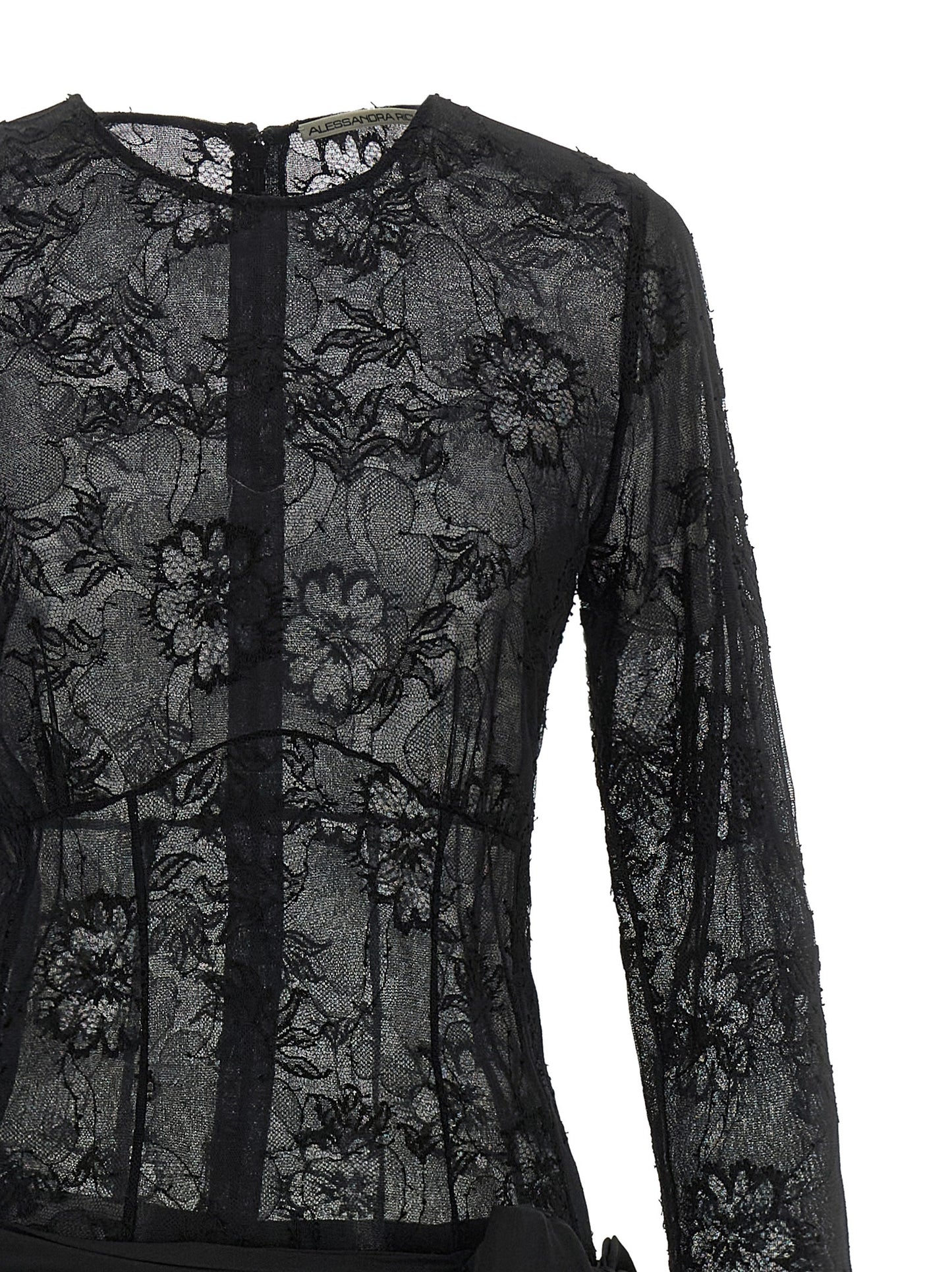 Alessandra Rich Black Viscose Long Dress