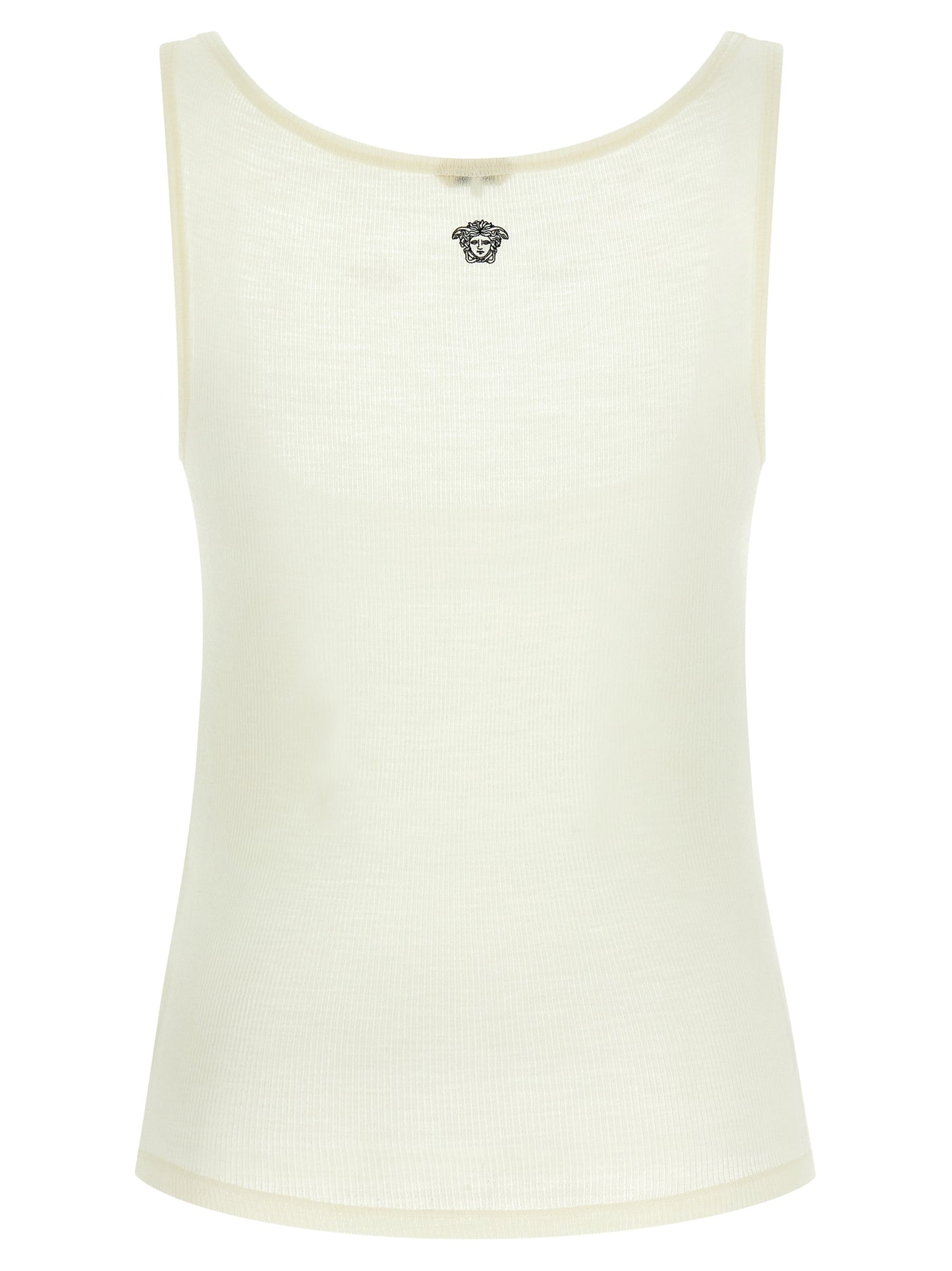 Versace White Virgin Wool Sleeveles T-Shirt